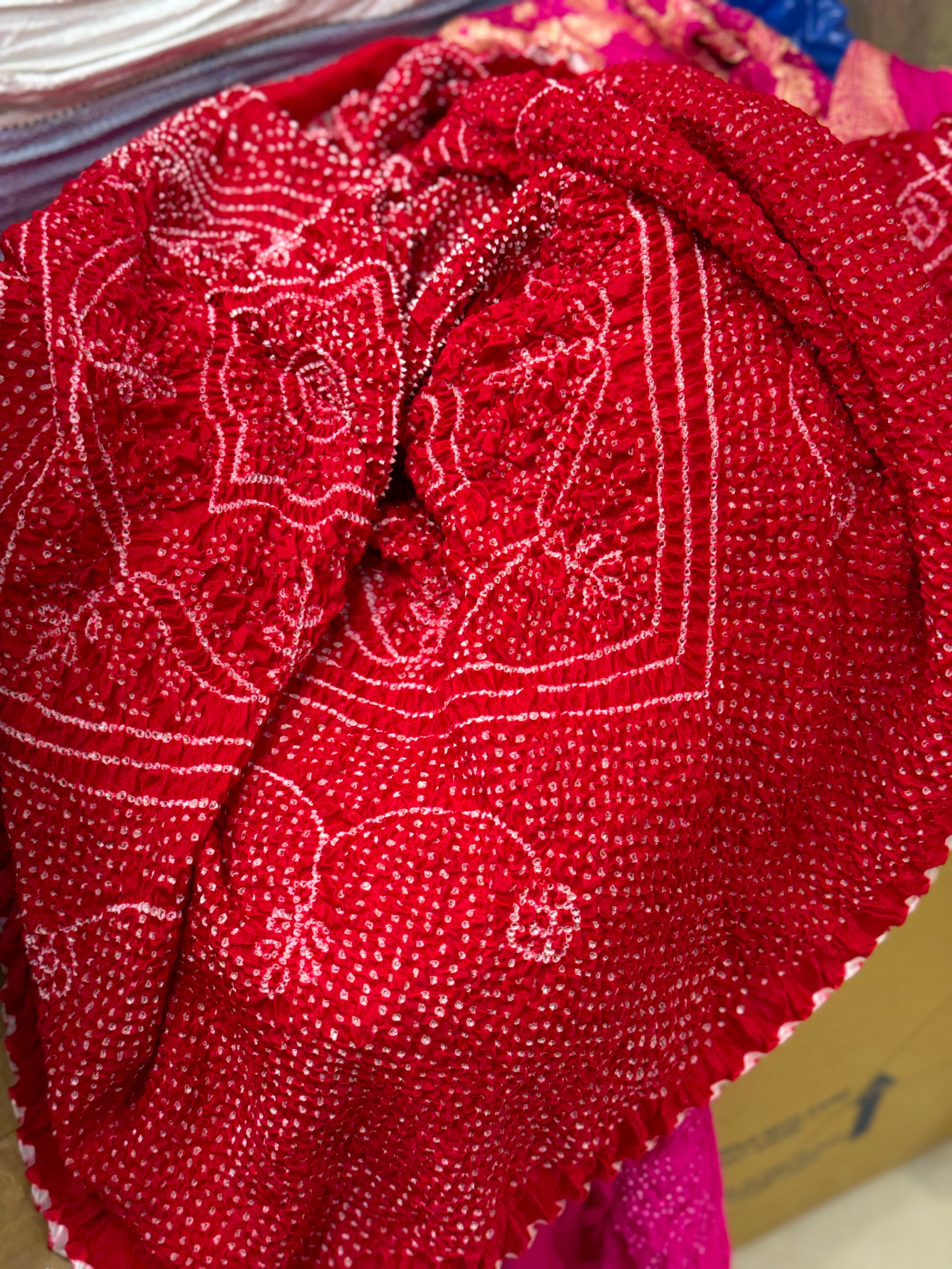 Red Gajji Silk Bandhej Saree
