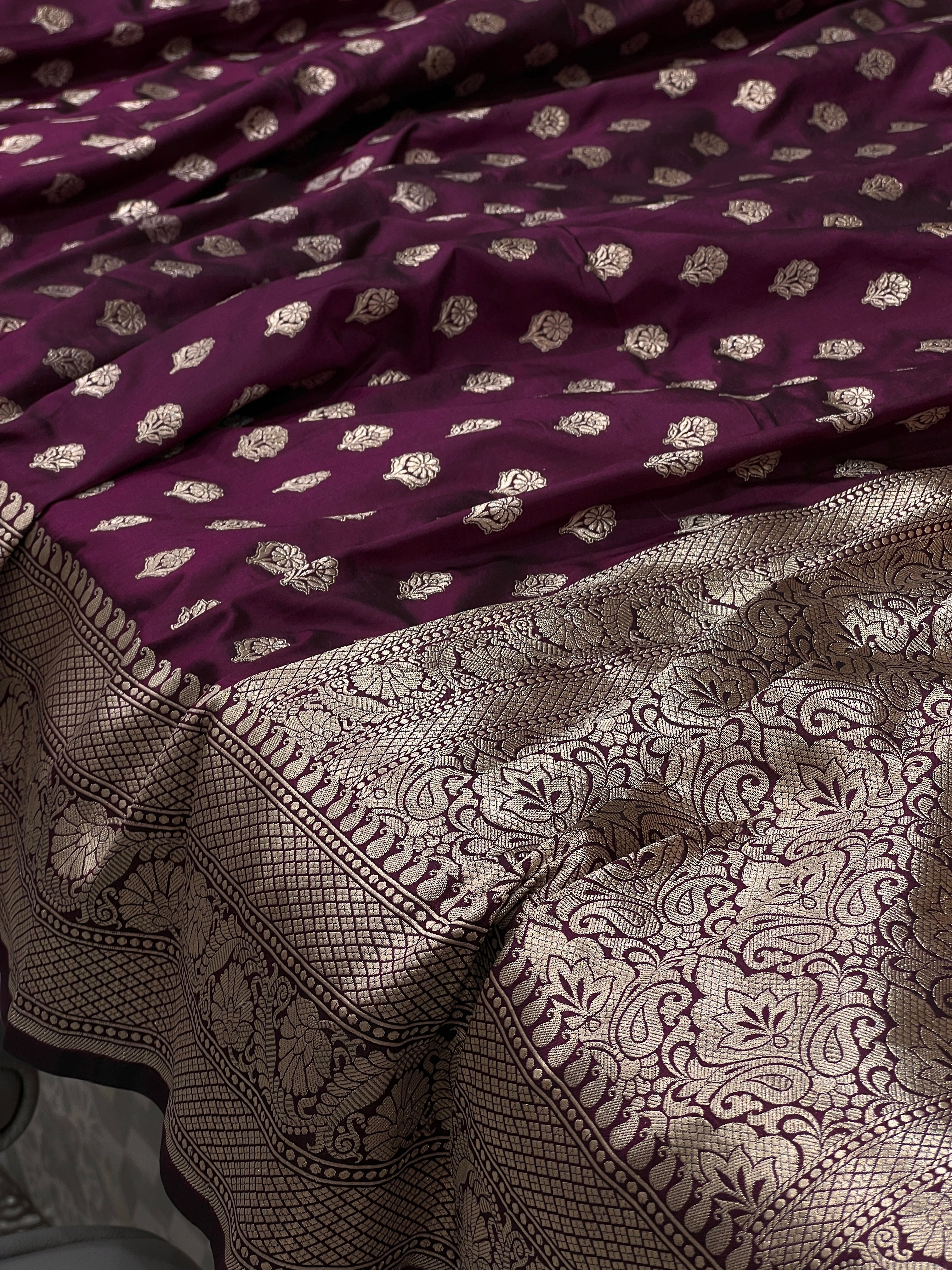 Wine Handloom Katan Silk Saree