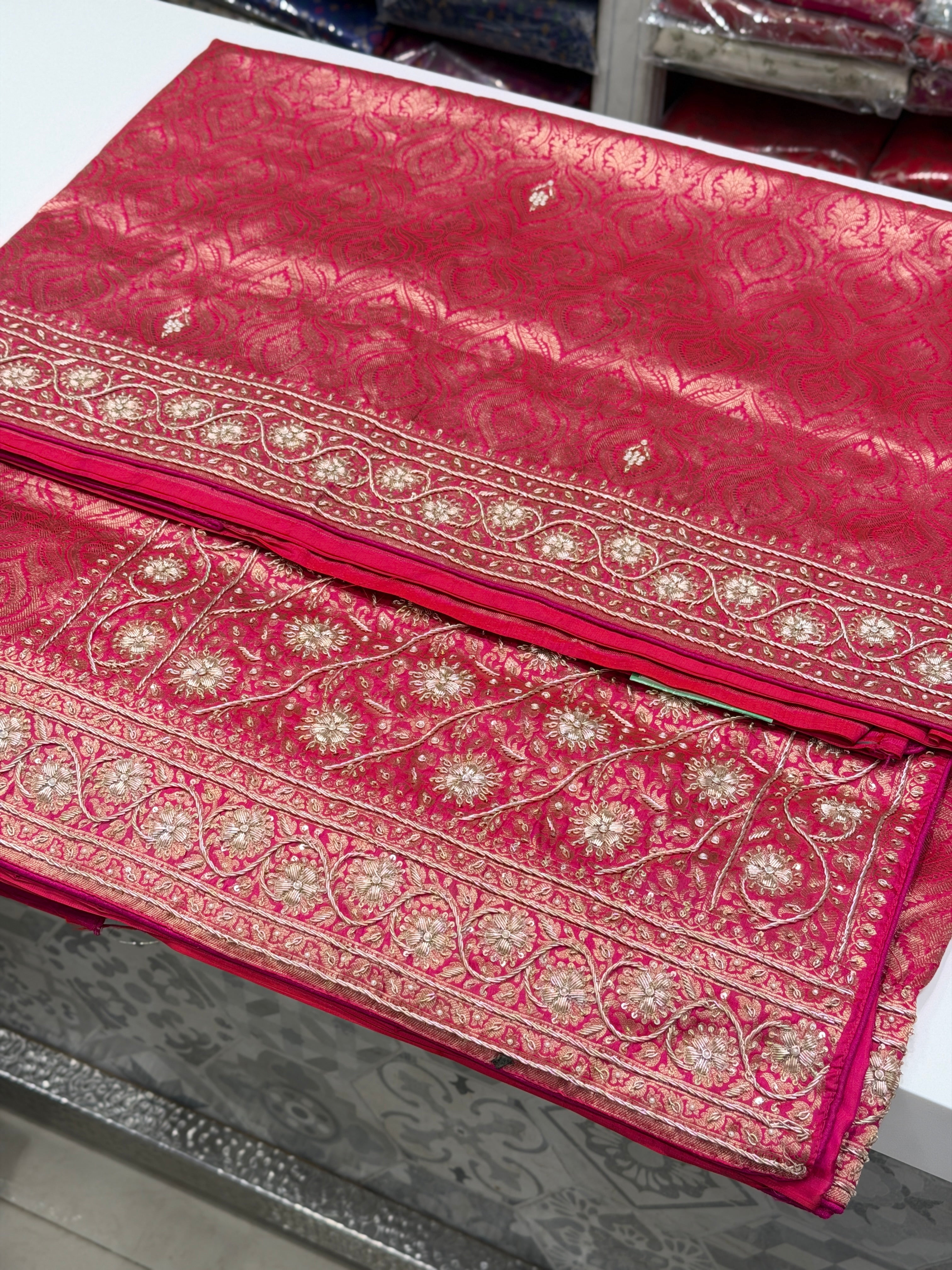 Jhanvi Kapoor Raw Mango Inspired Handloom Banarasi Katan Silk Zardosi Hand Embroidery Saree