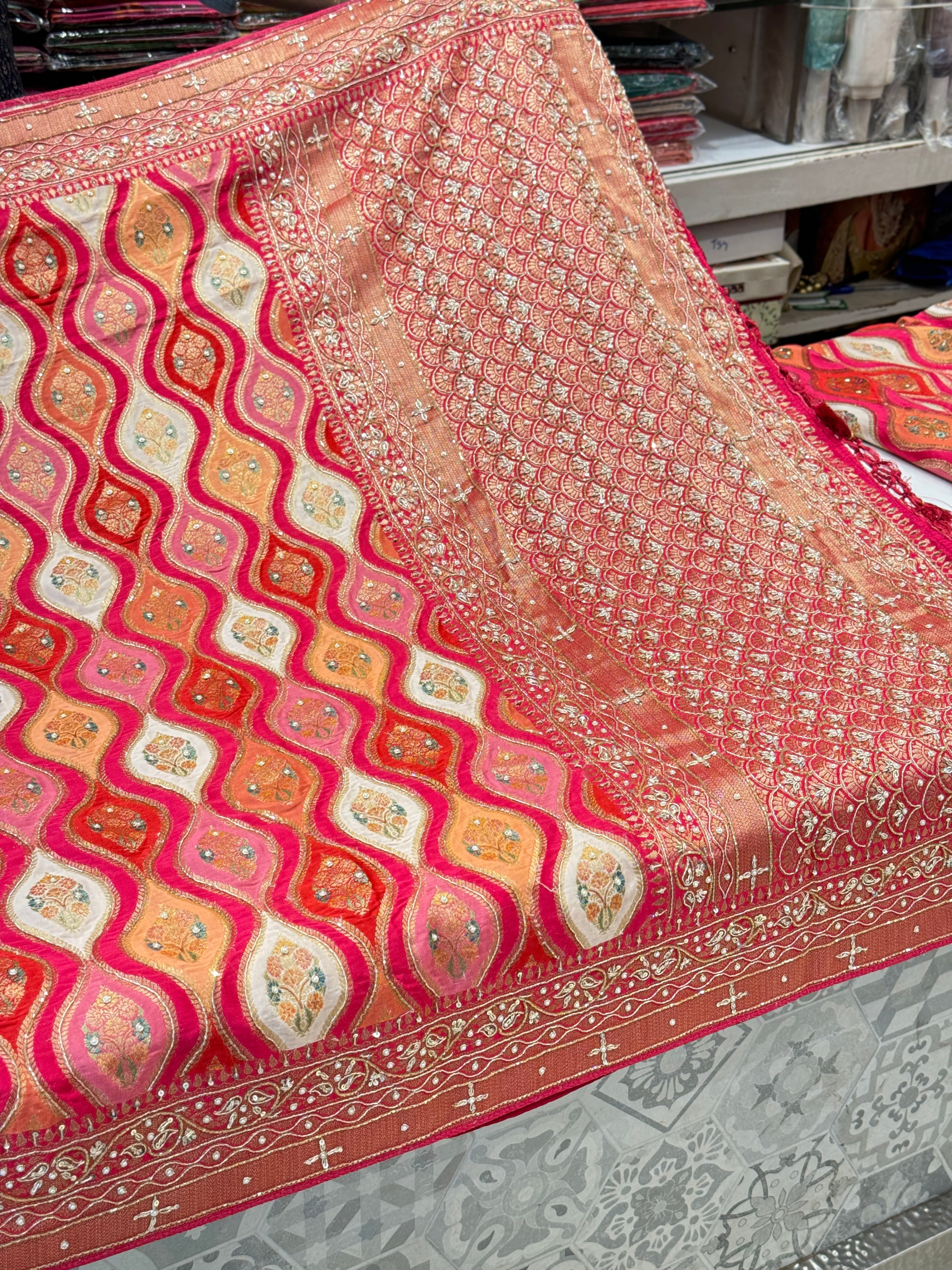 Zardosi Rangkat Modal Satin Hand Embroidery Saree