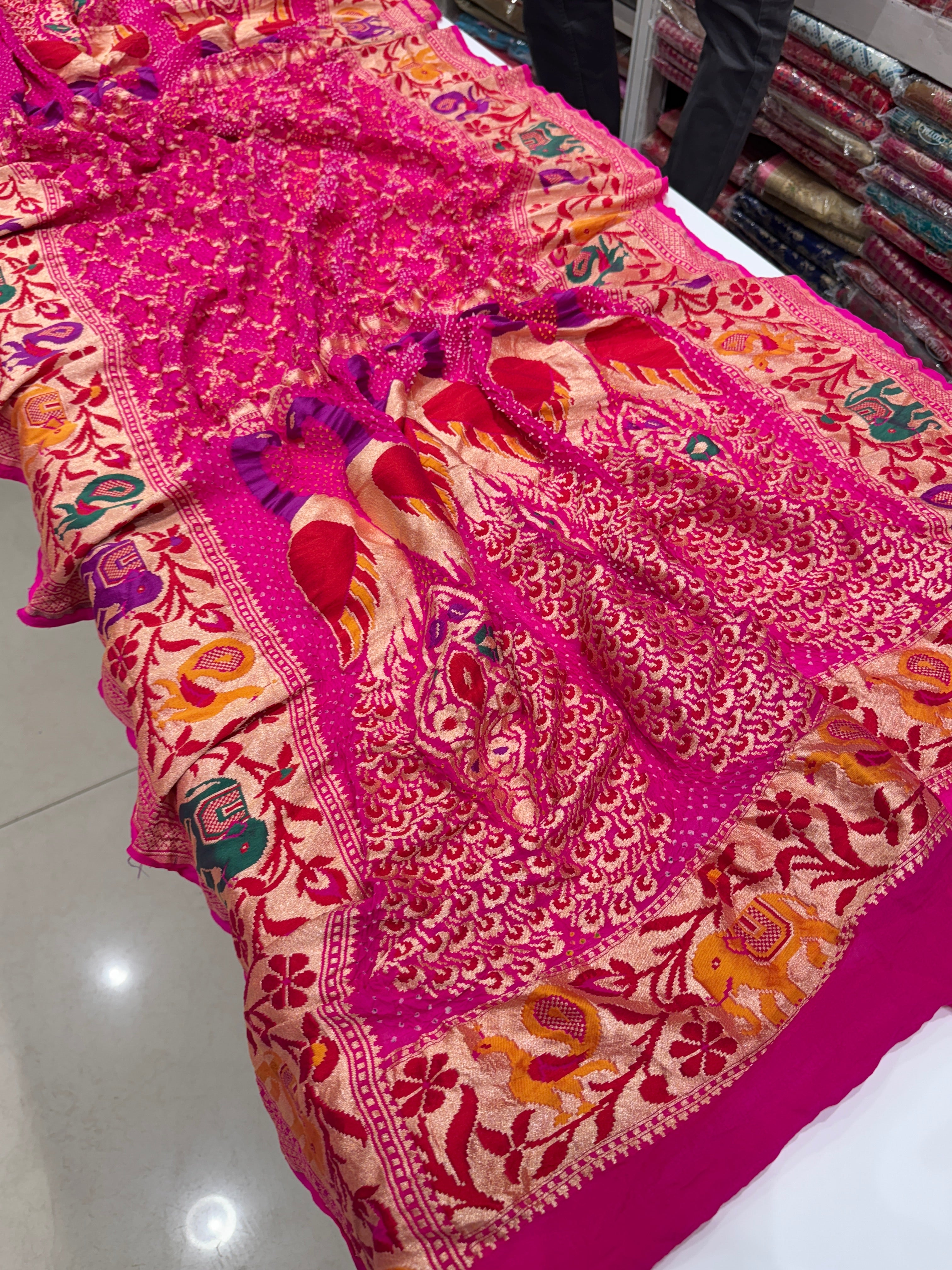 Rani Pink Bandhej Meenakari Dupatta