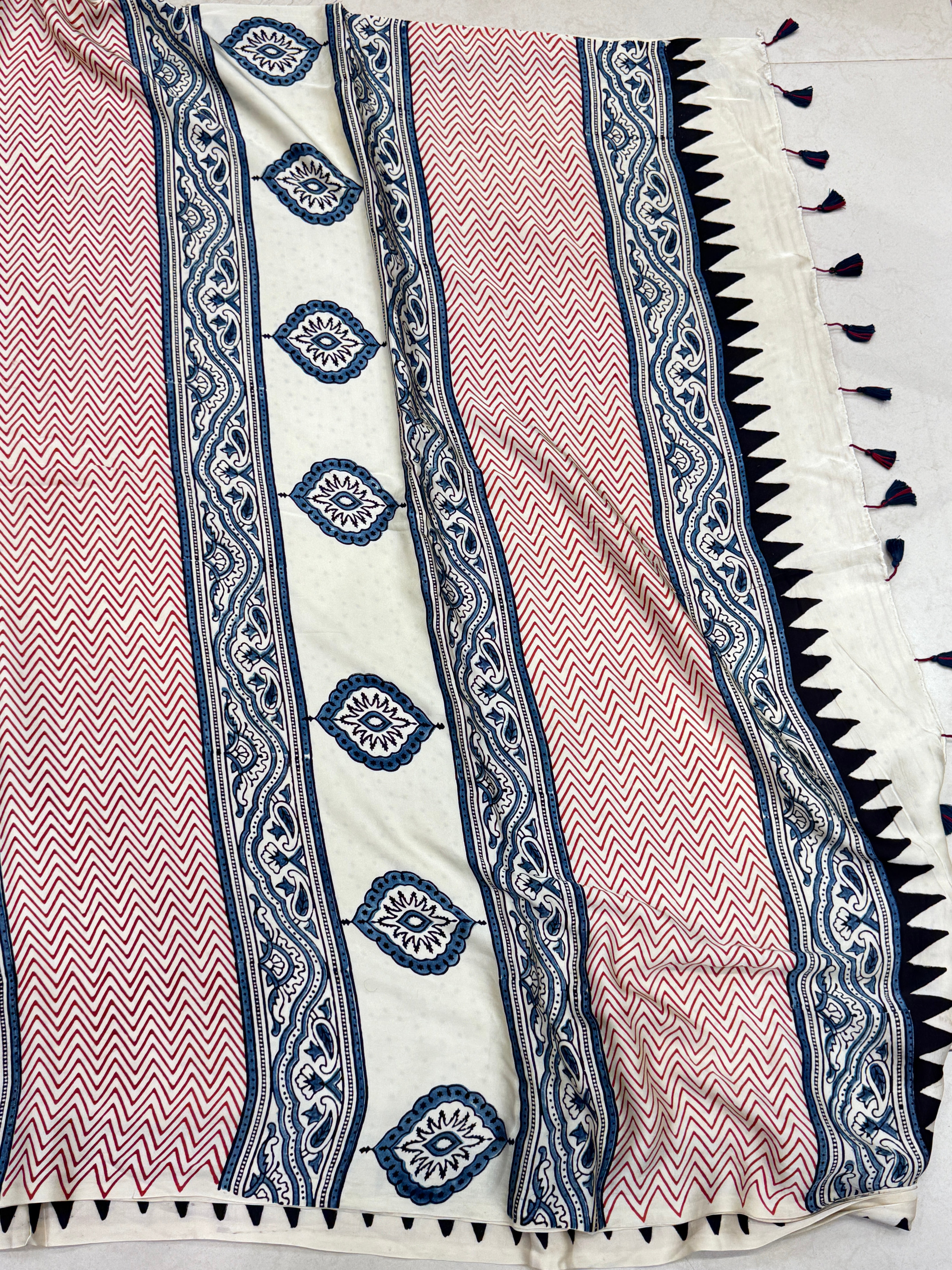 Red Lines Contemporary Ajrakh Saree