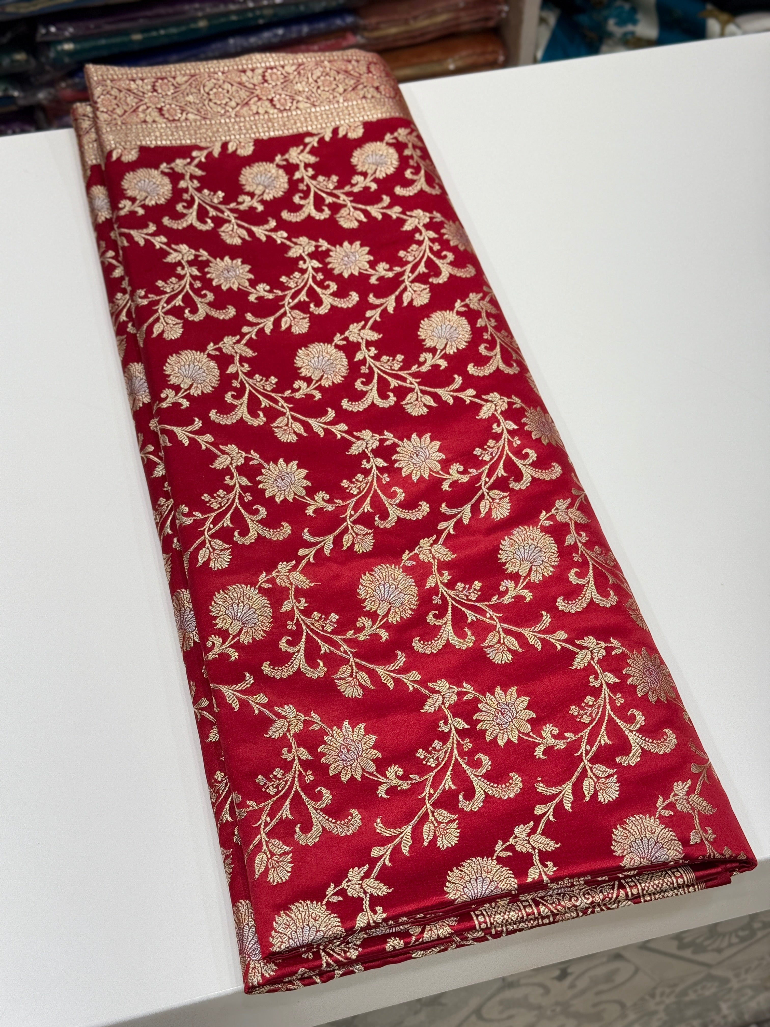 Maroon Banarasi Silk Small Jaal Saree