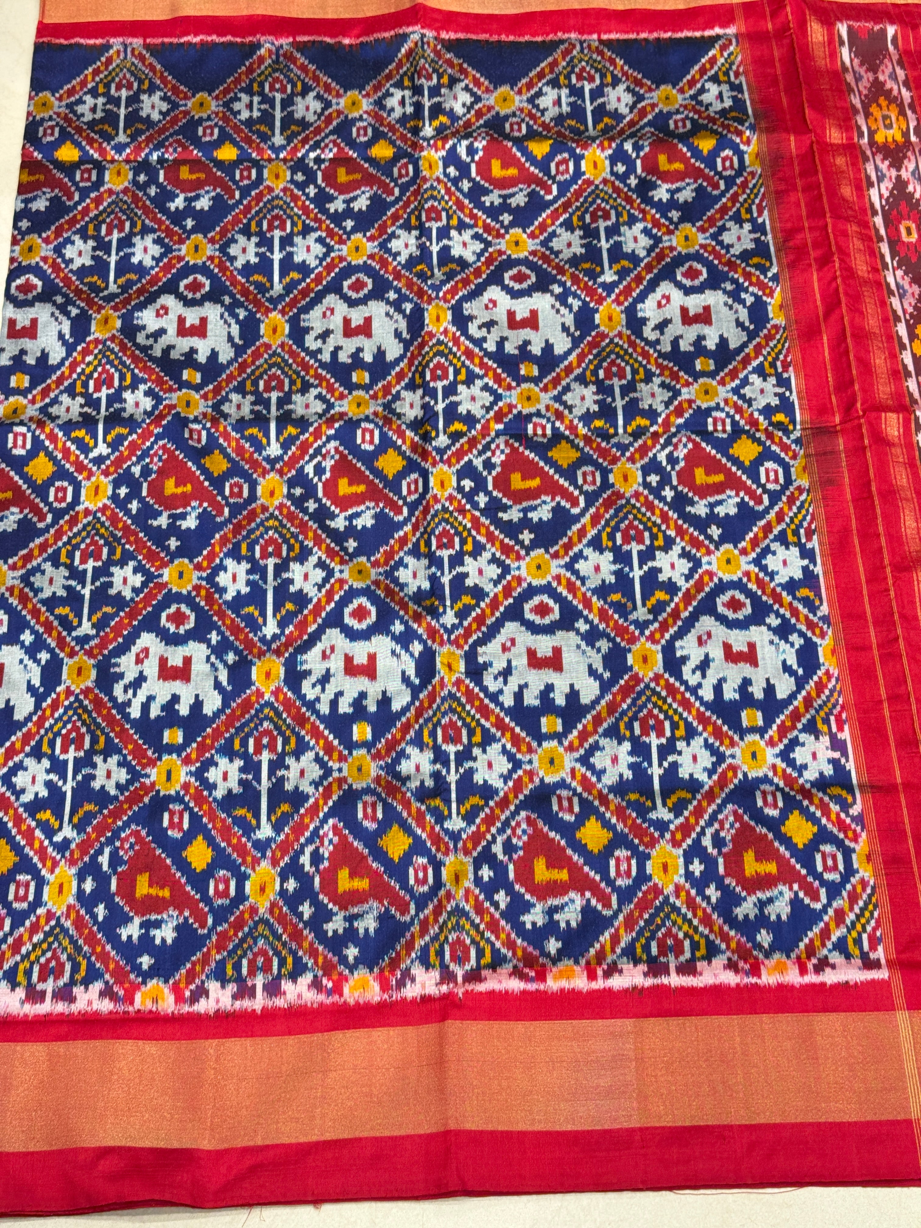 Blue Handloom Ikat Patola Pure Silk Saree