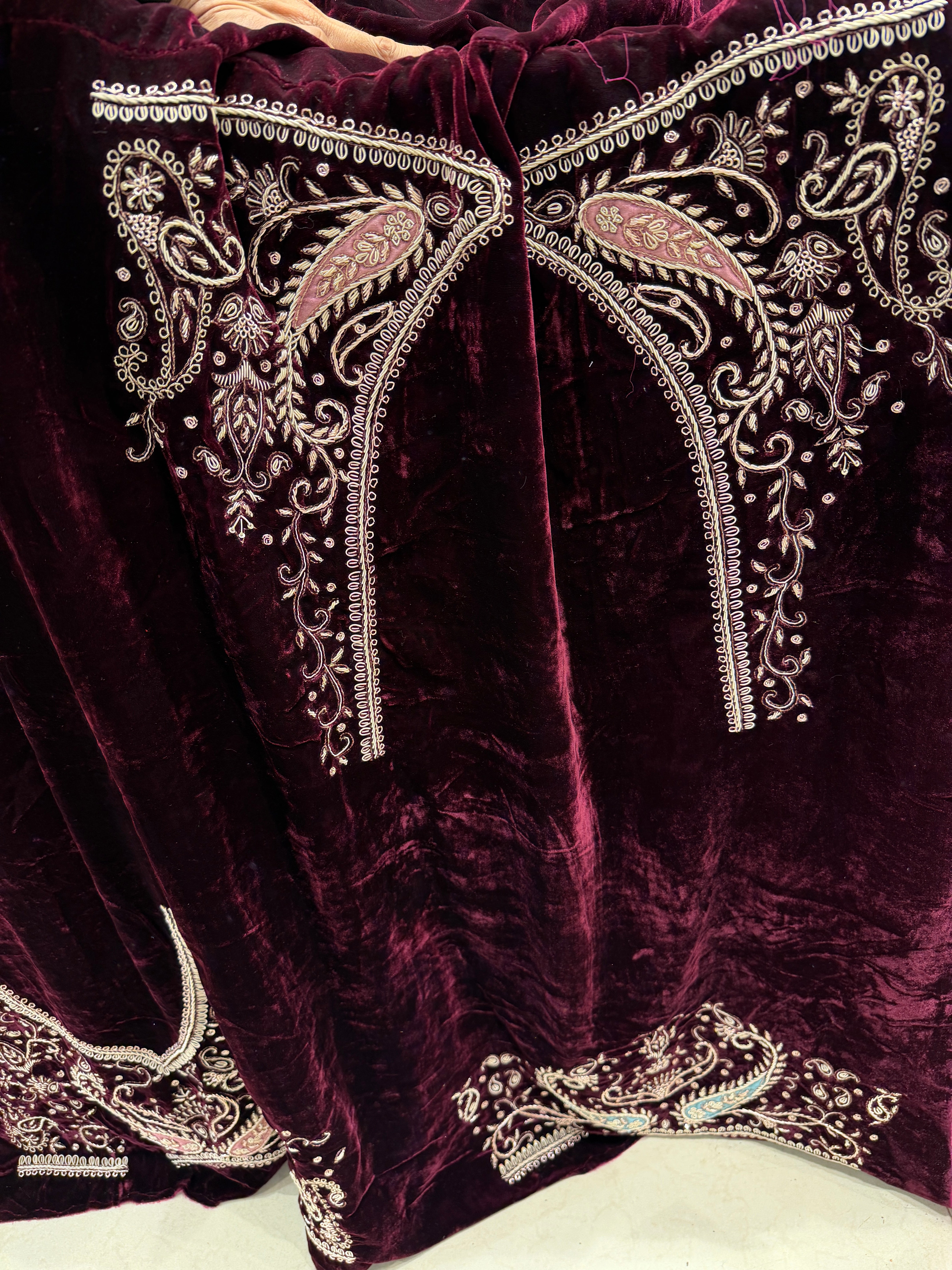 Pure Velvet Zardosi Hand Embroidery Saree