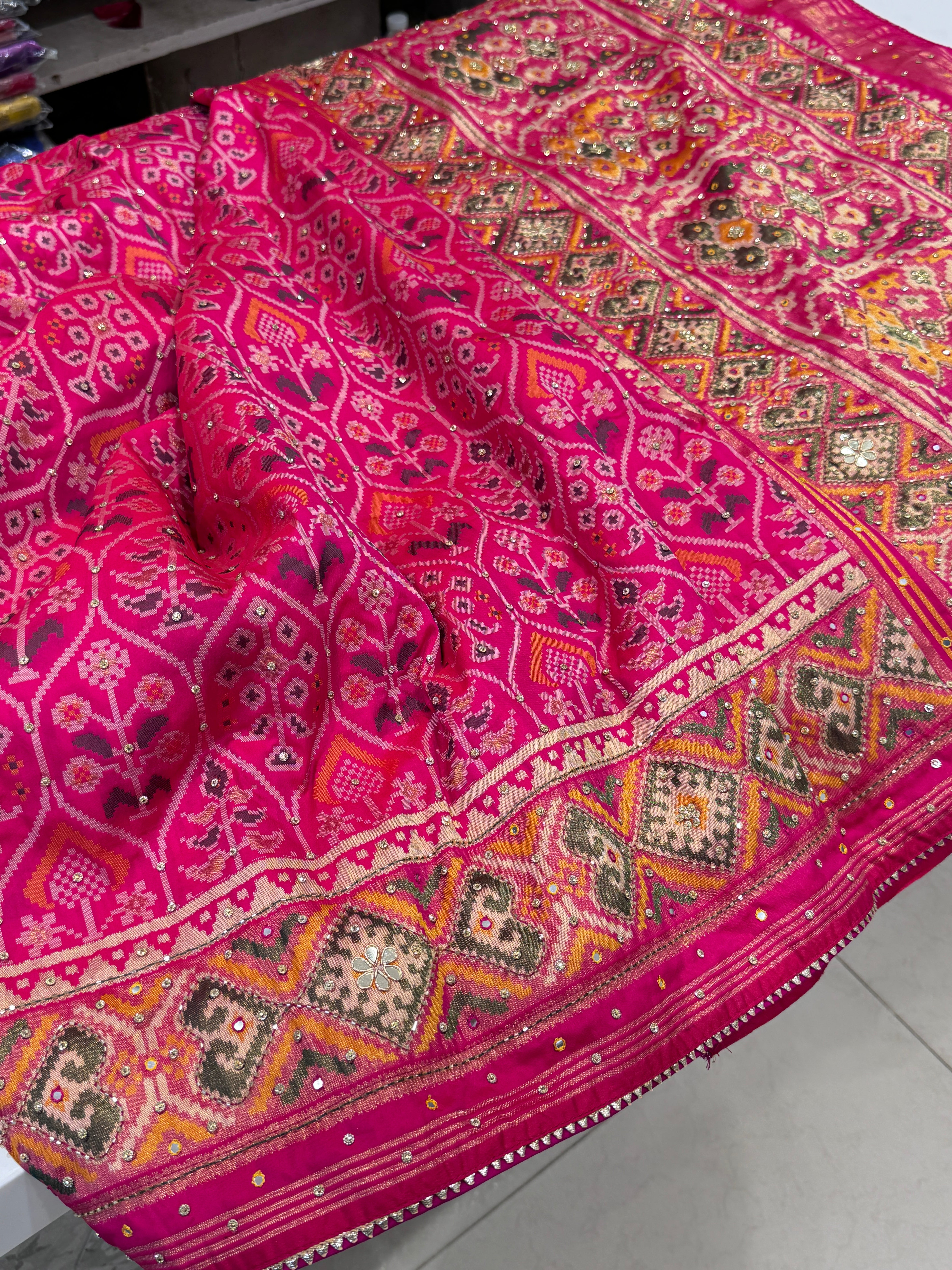Rani Patola Kutchi Embroidery Saree