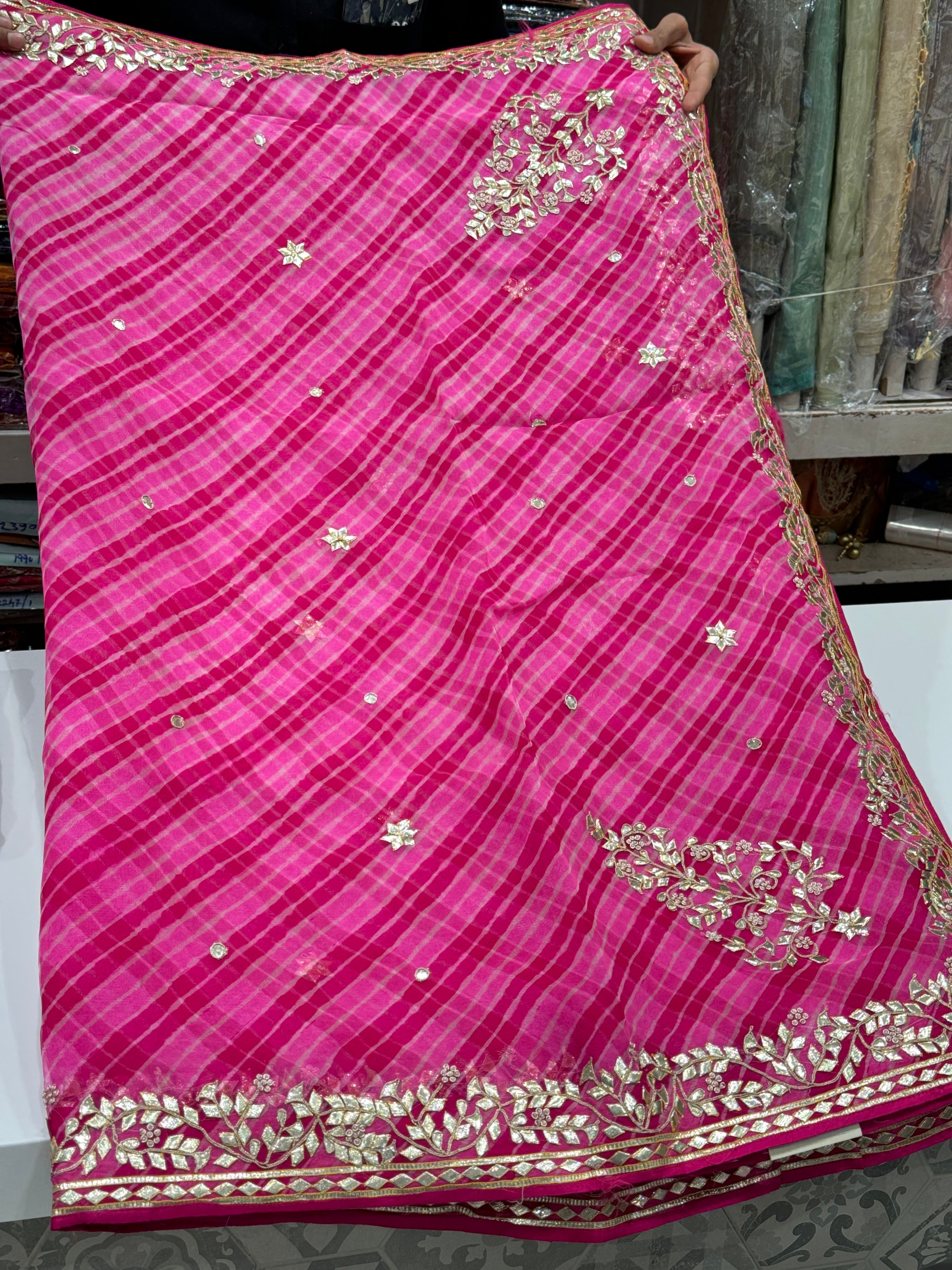 Rani Organza Leheriya Gotapatti Saree