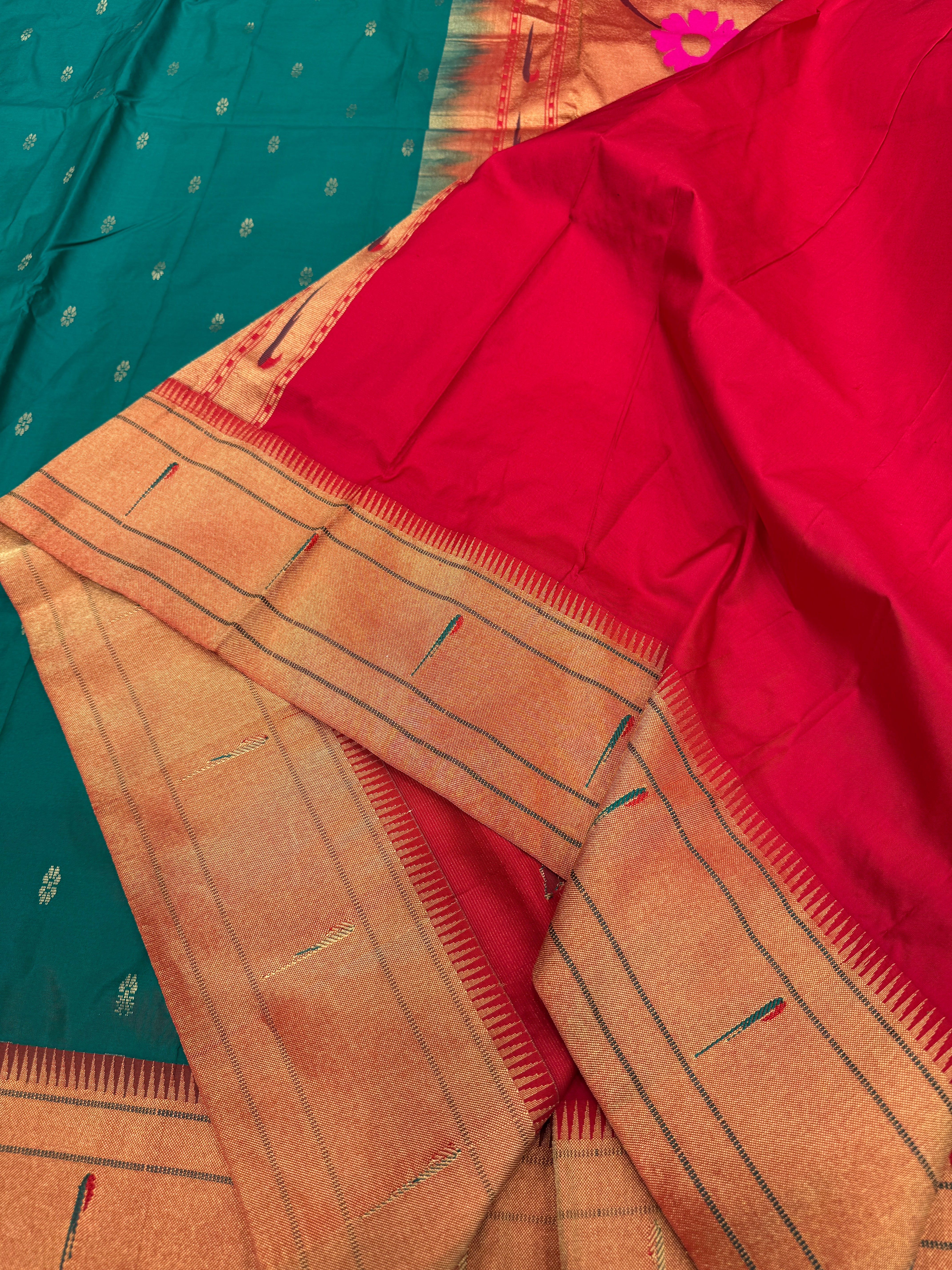 Green Muniya Pure Silk Handloom Paithani Saree