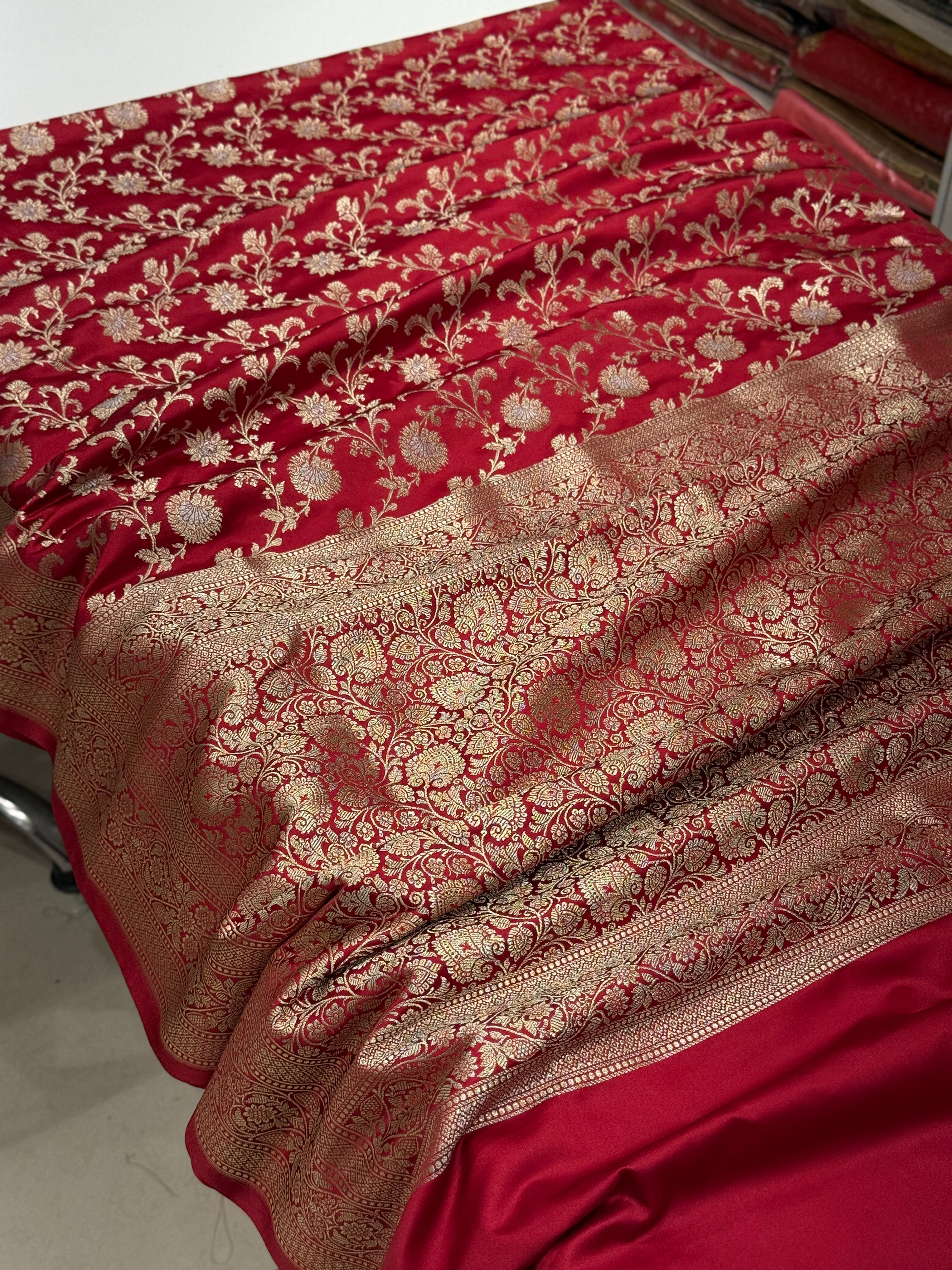Maroon Banarasi Silk Small Jaal Saree