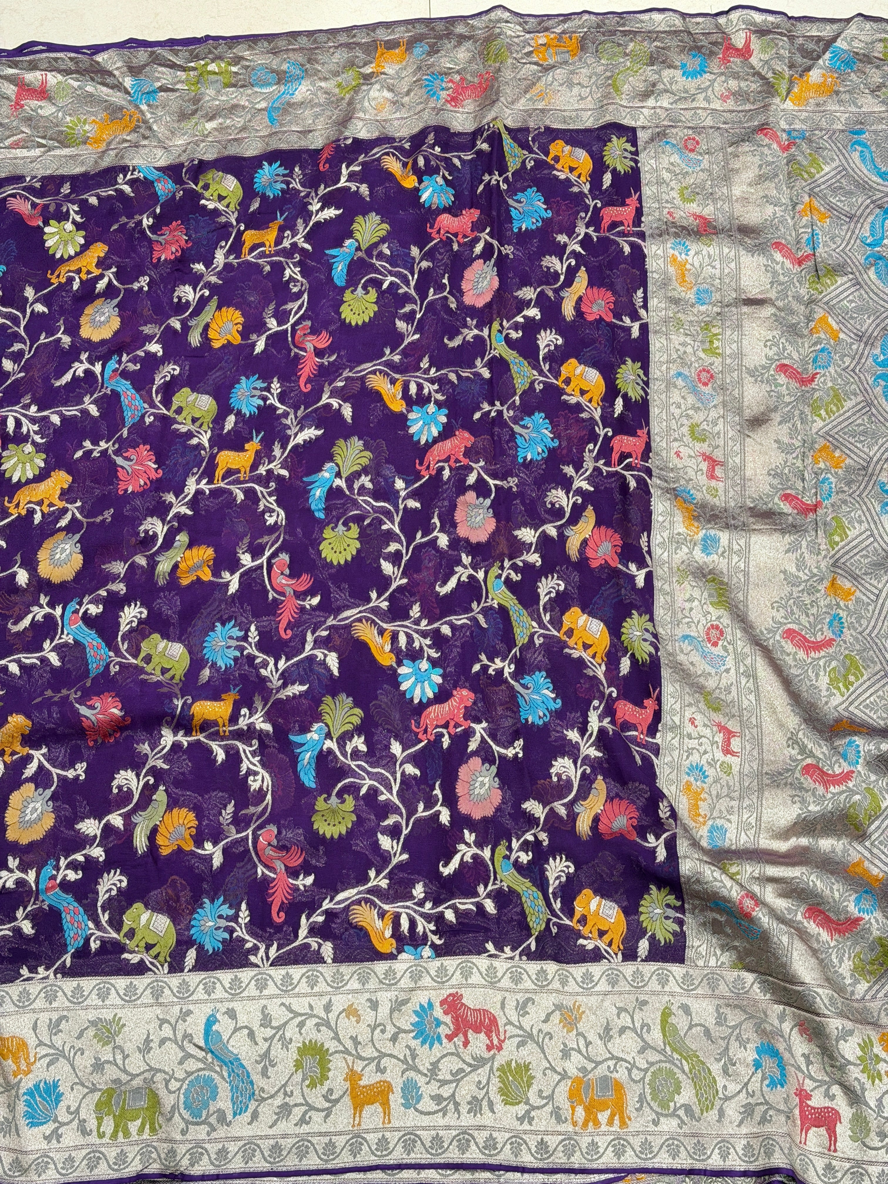 Violet Shikara Banarasi Khaddi Georgette Saree