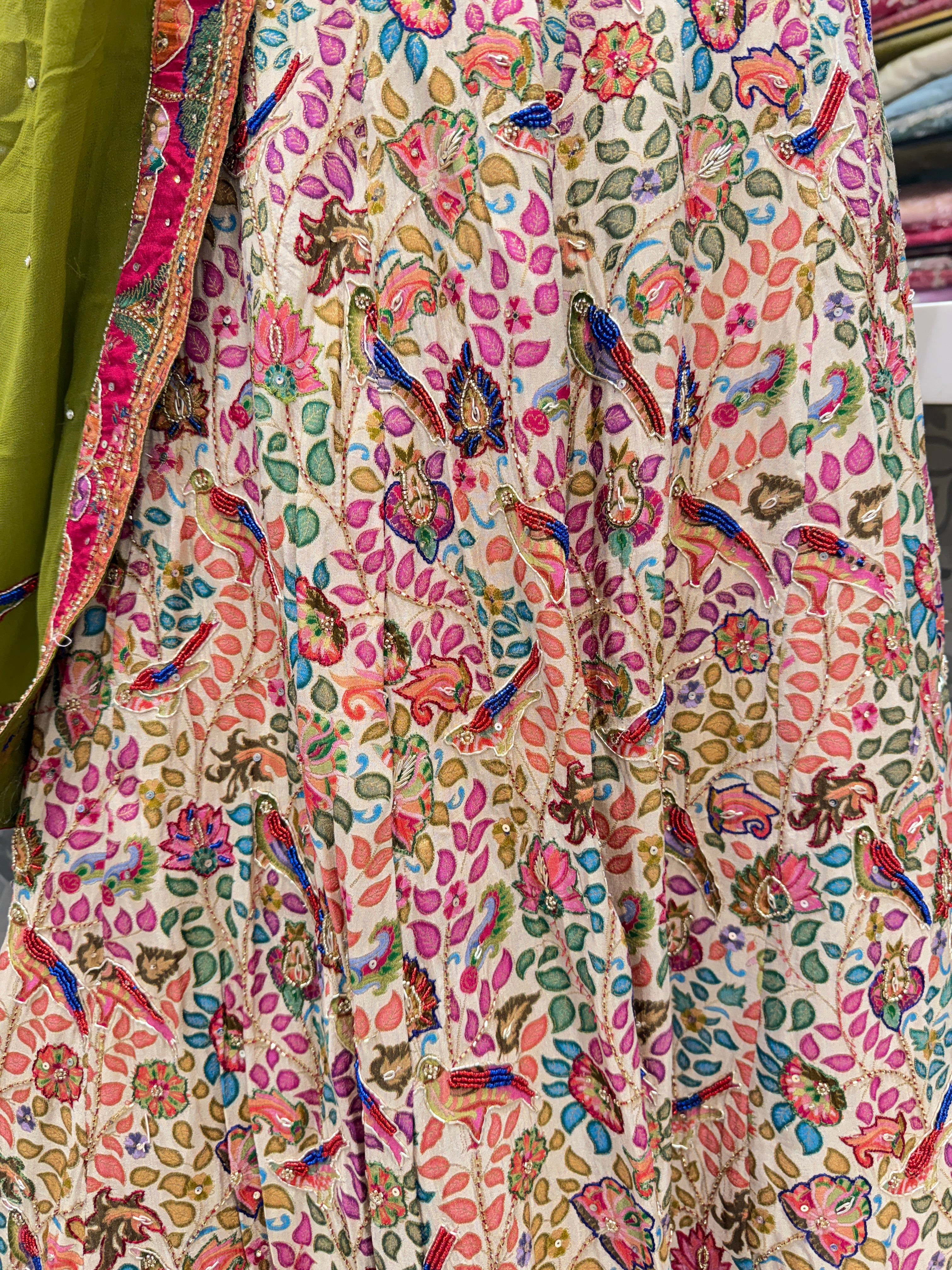 Beige Pashmina Hand Embroidery Skirt and Dupatta Pair