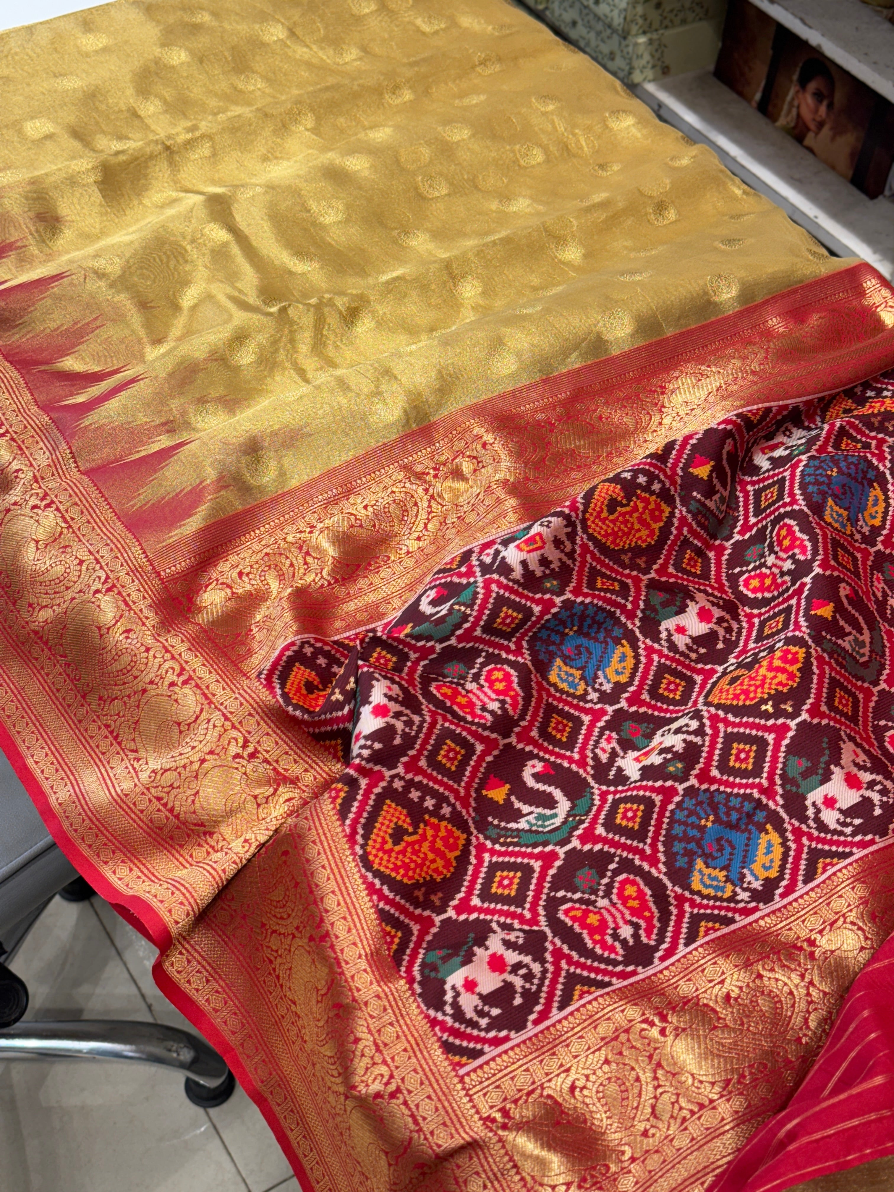 Golden Tissue Patola Saree