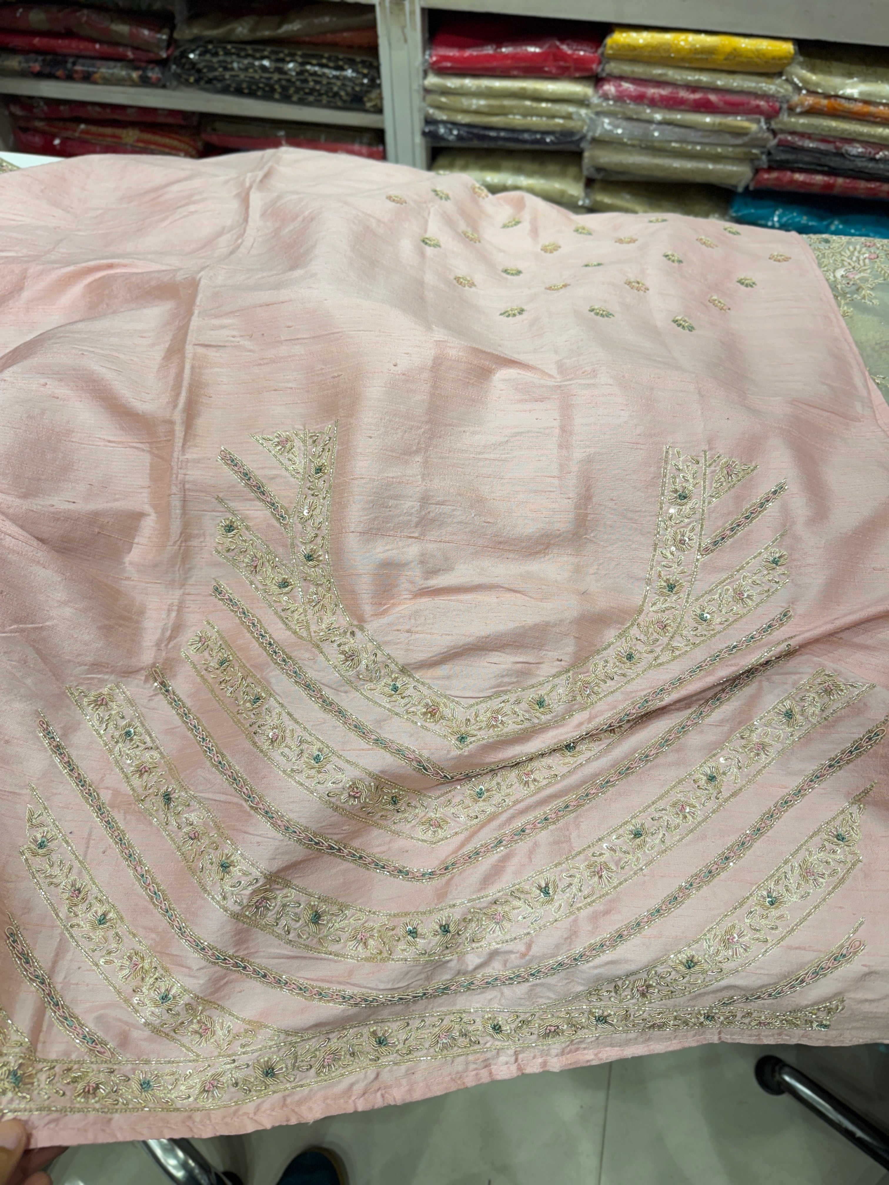 Silver Tissue Saree Zardosi Jaal Hand Embroidery Contrast Blouse