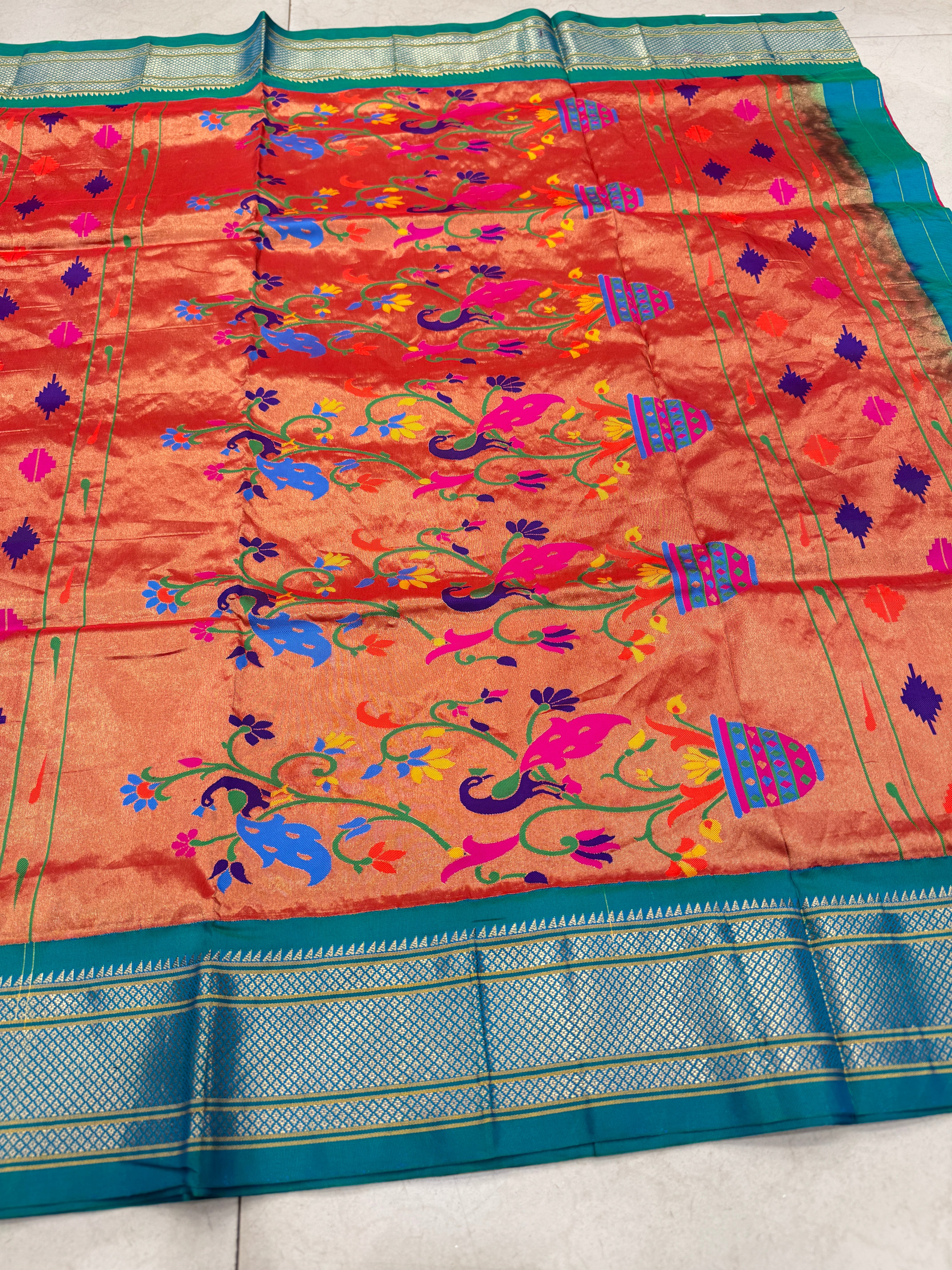 Rani Muniya Butti Pure Silk Paithani Saree