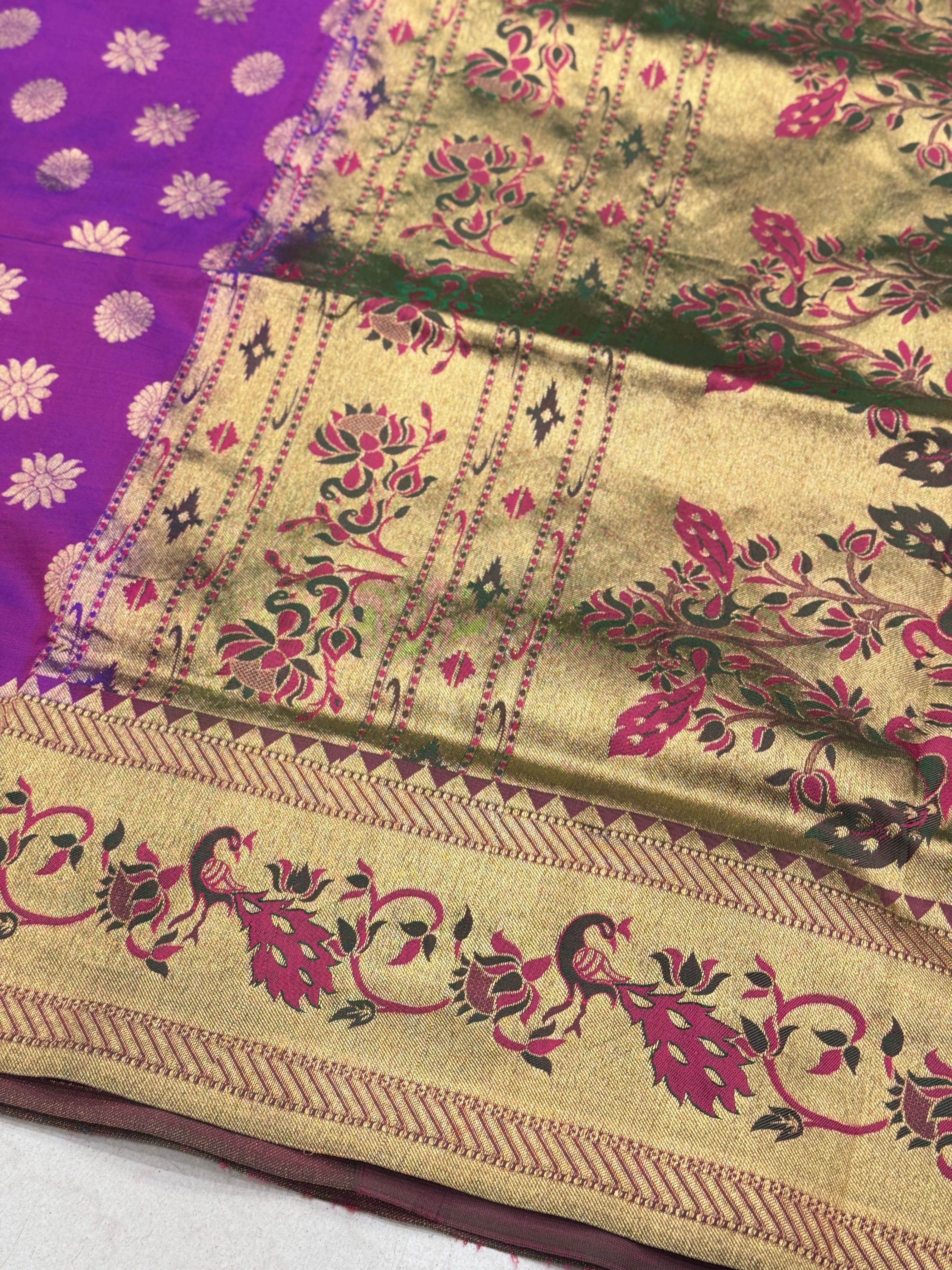 Violet Pure Silk Paithani Saree