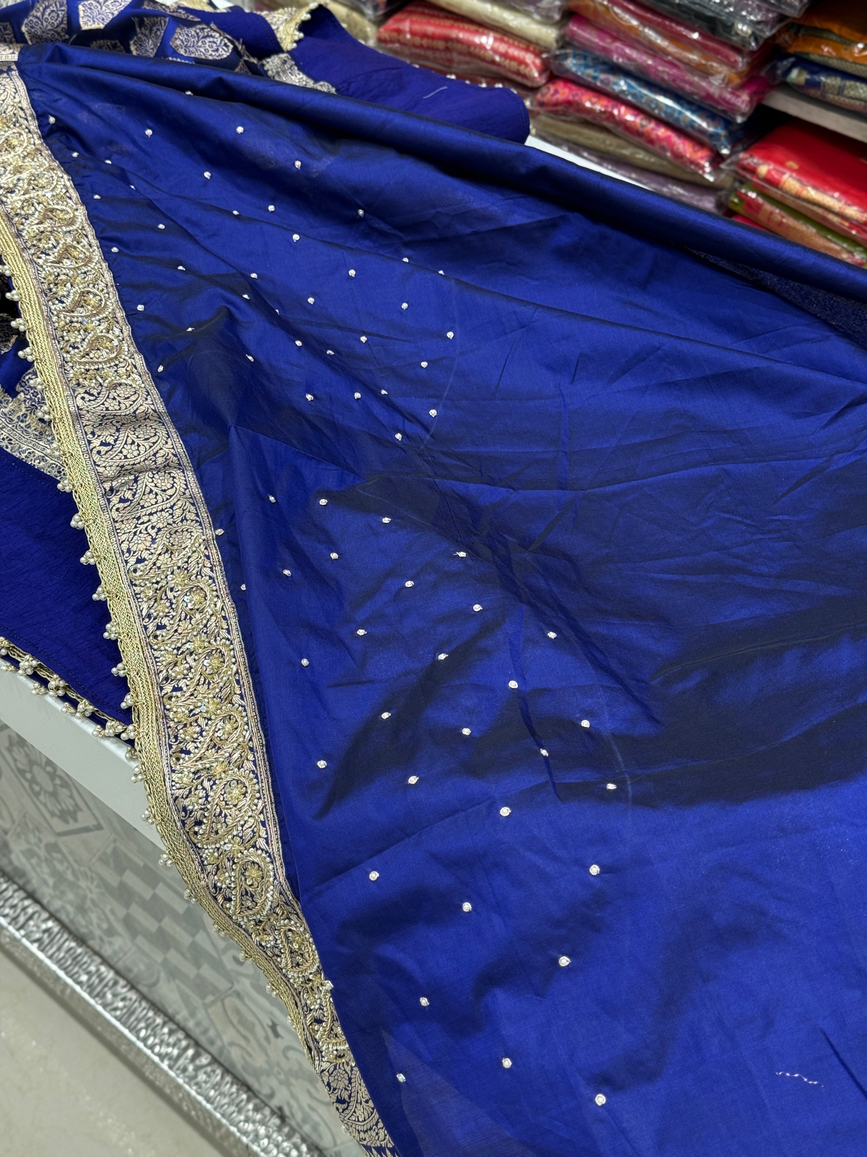 Blue Katan Zardosi Banarasi Saree
