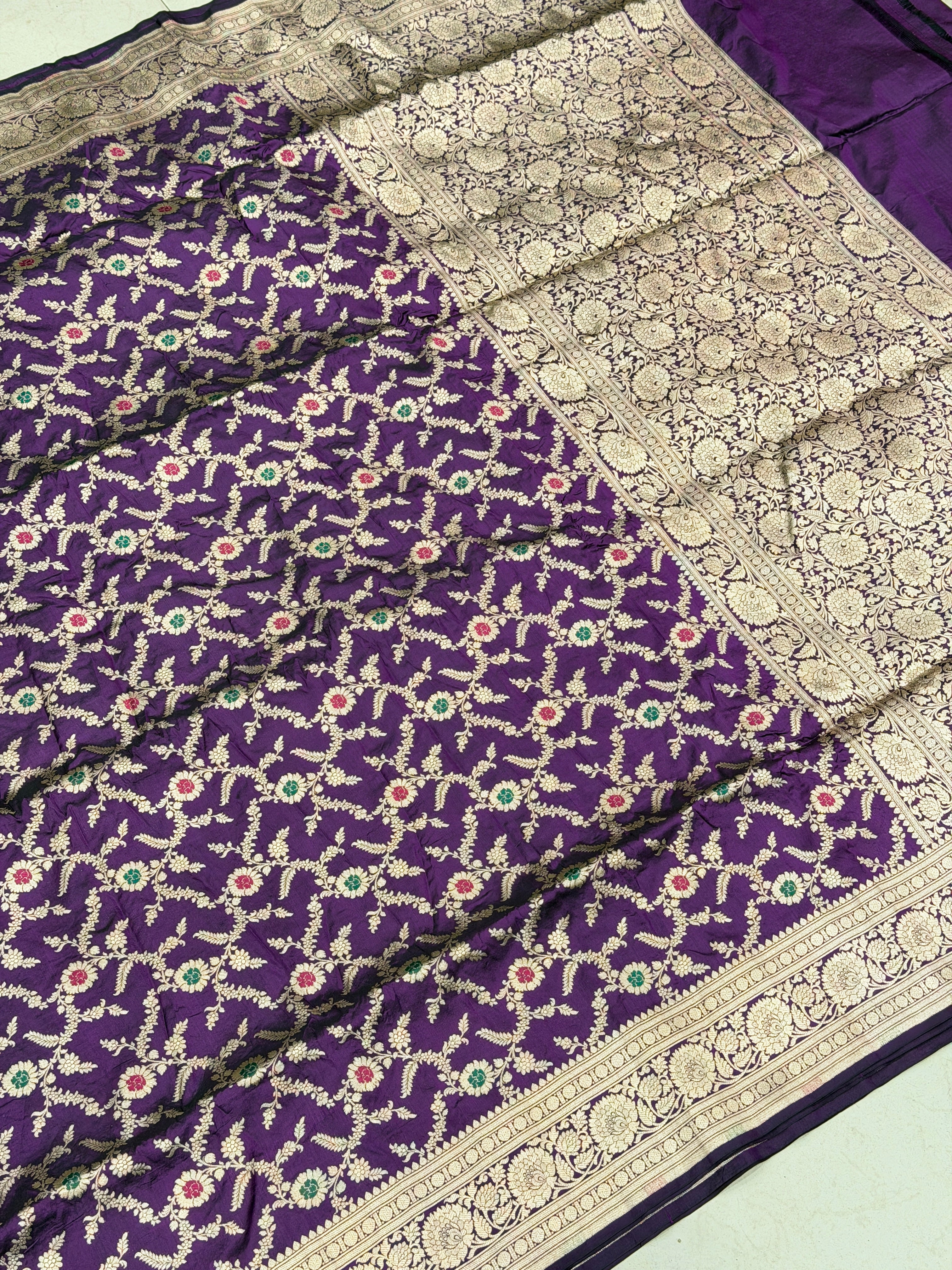 Violet Meenakari Banarasi Katan Silk Handloom Saree