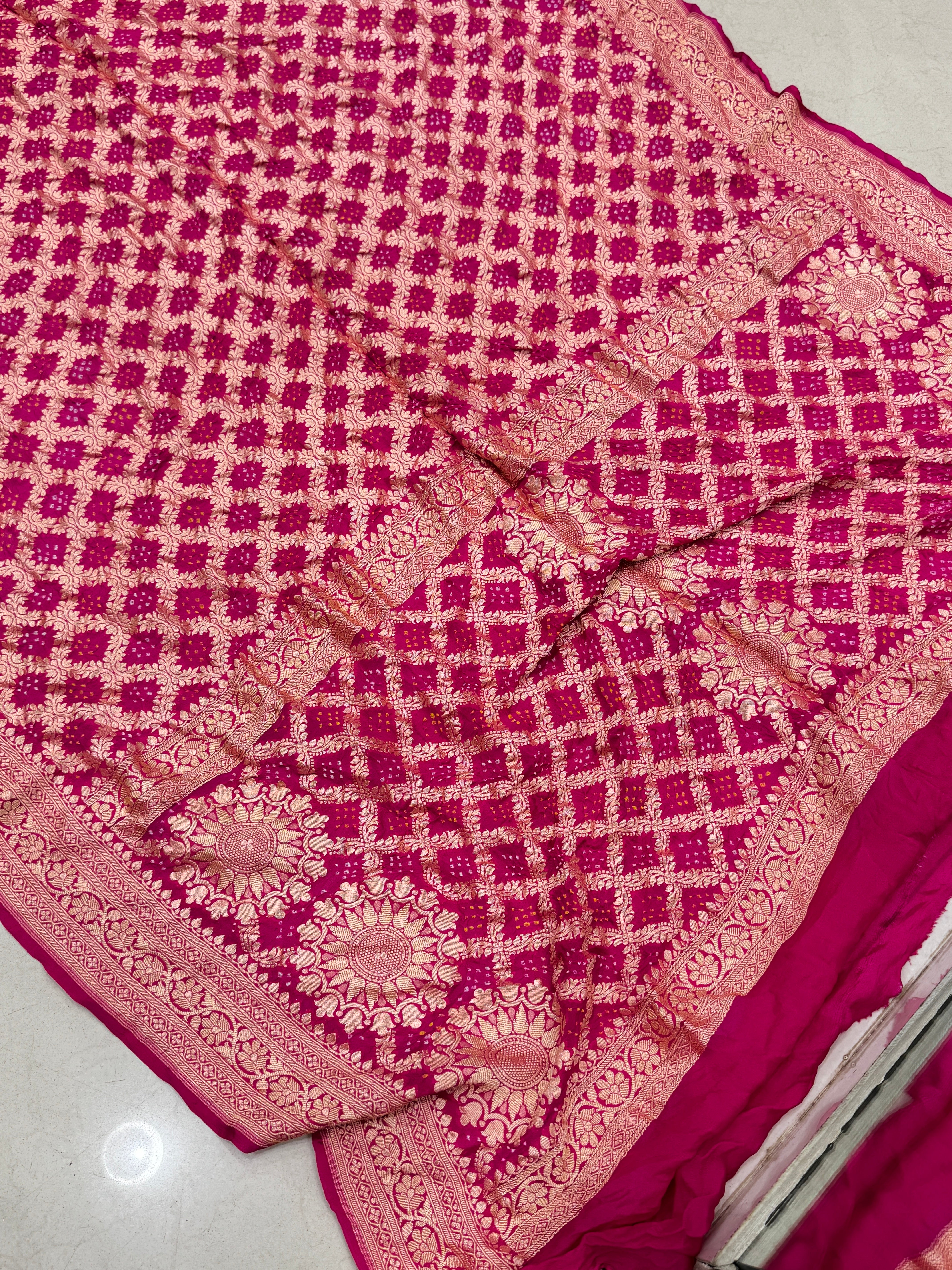 Rani Bandhej Bandhini Saree