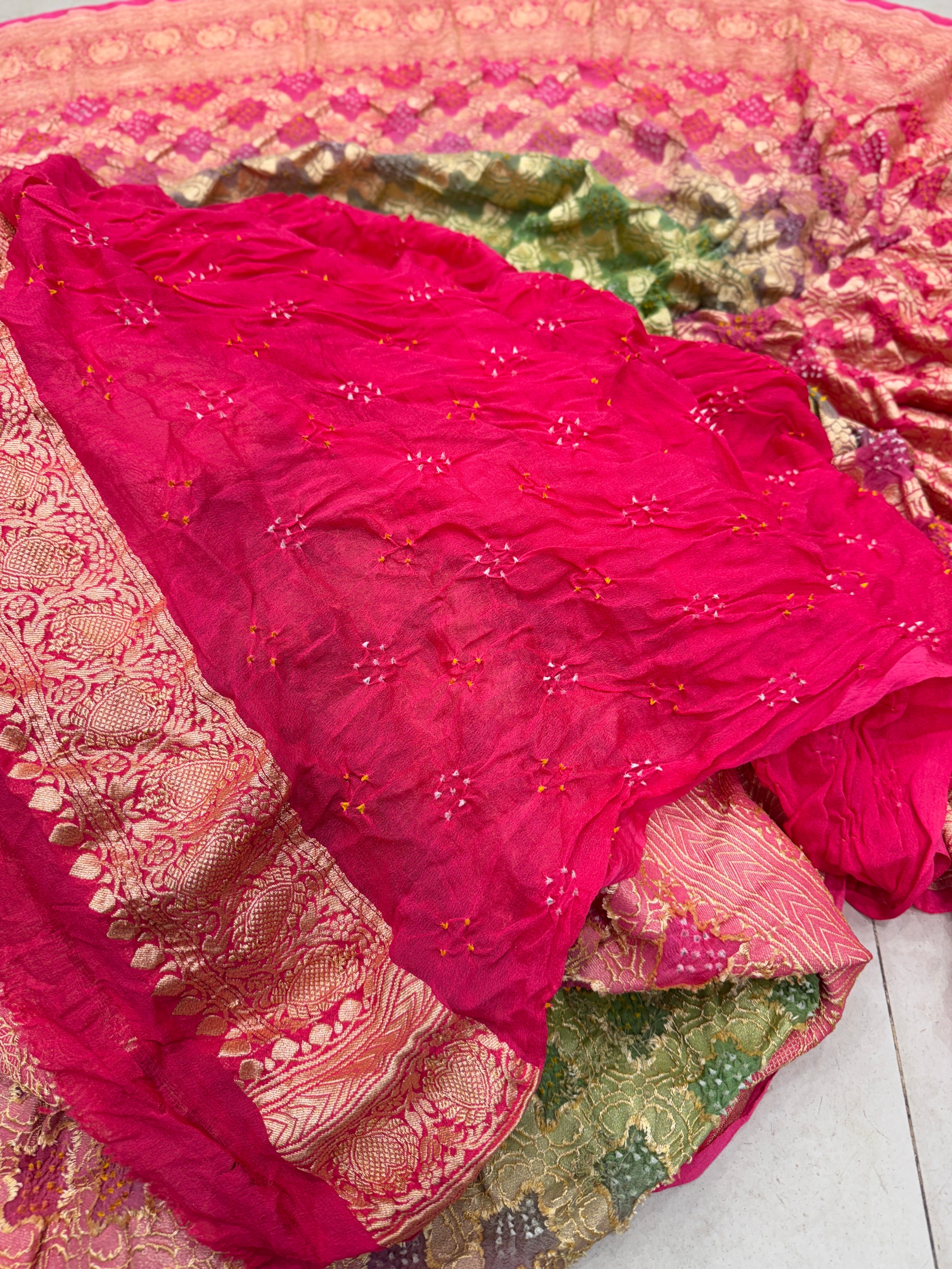 Alia Bhatt Inspired Pan Border Bandhej Bandhini Saree