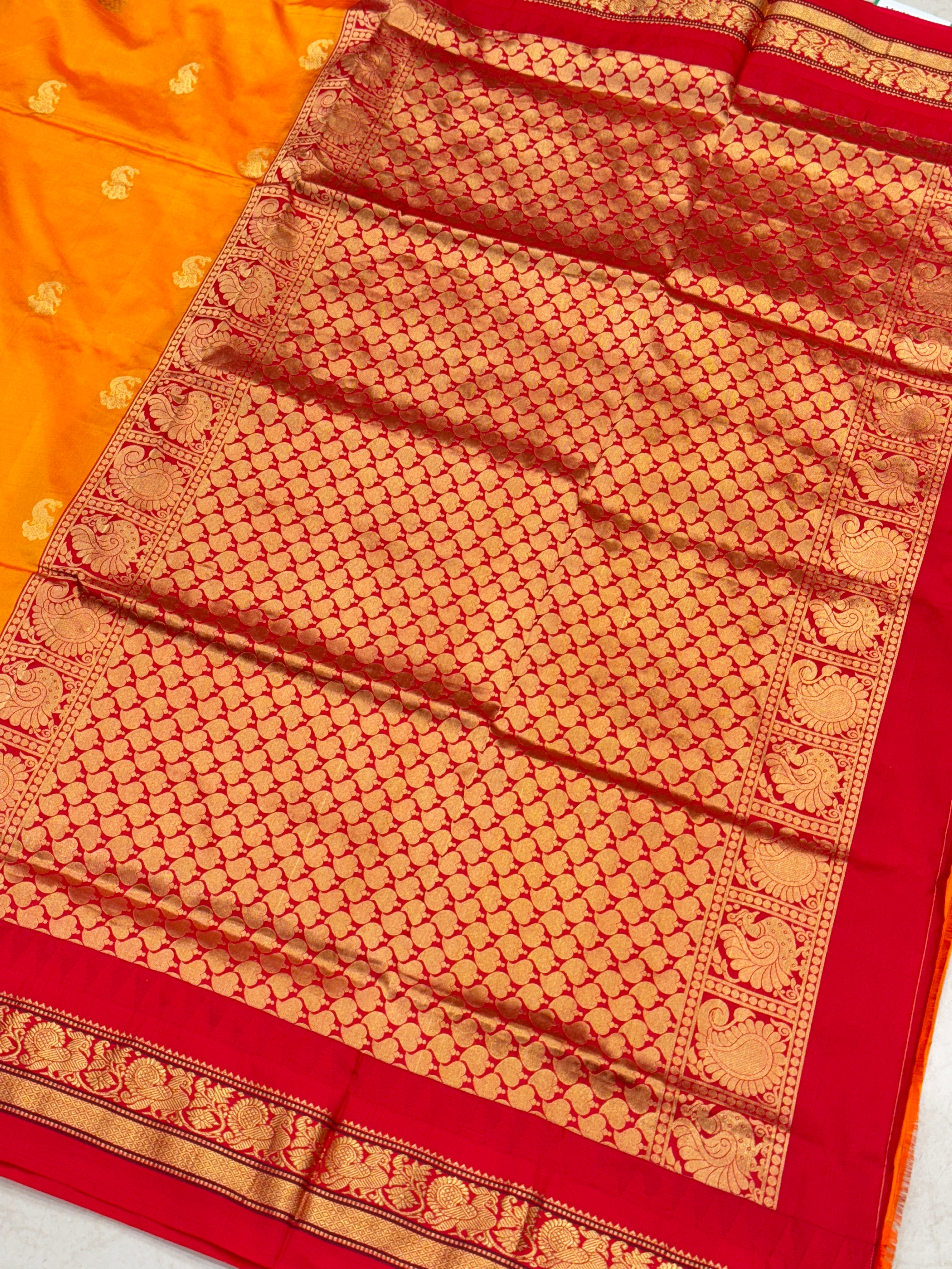 Orange Pure Silk Paithani Saree