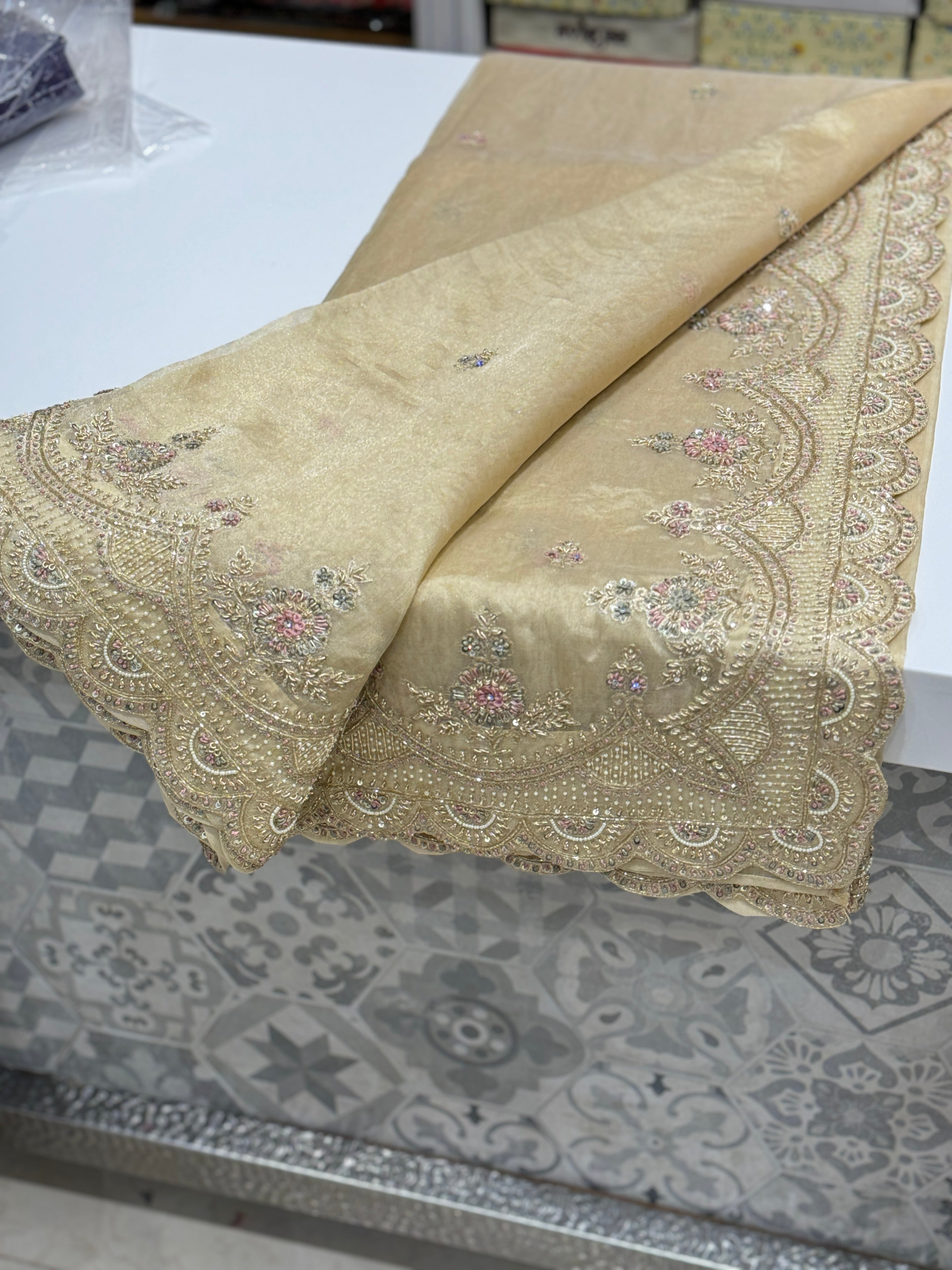 Tissue Zardosi Know Embroidery Saree