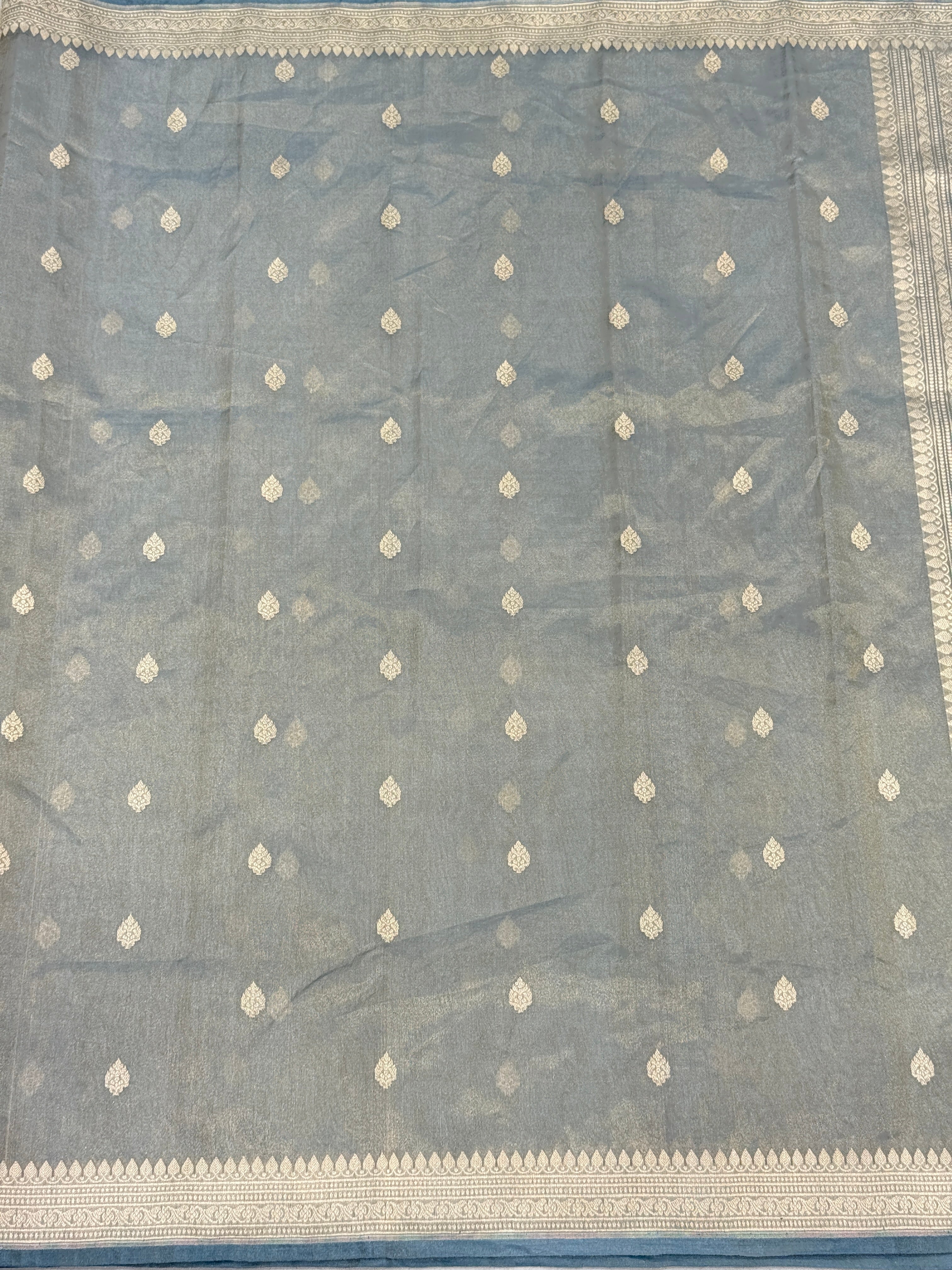 Cement Grey Handloom Banarasi Tissue Kadwa Saree