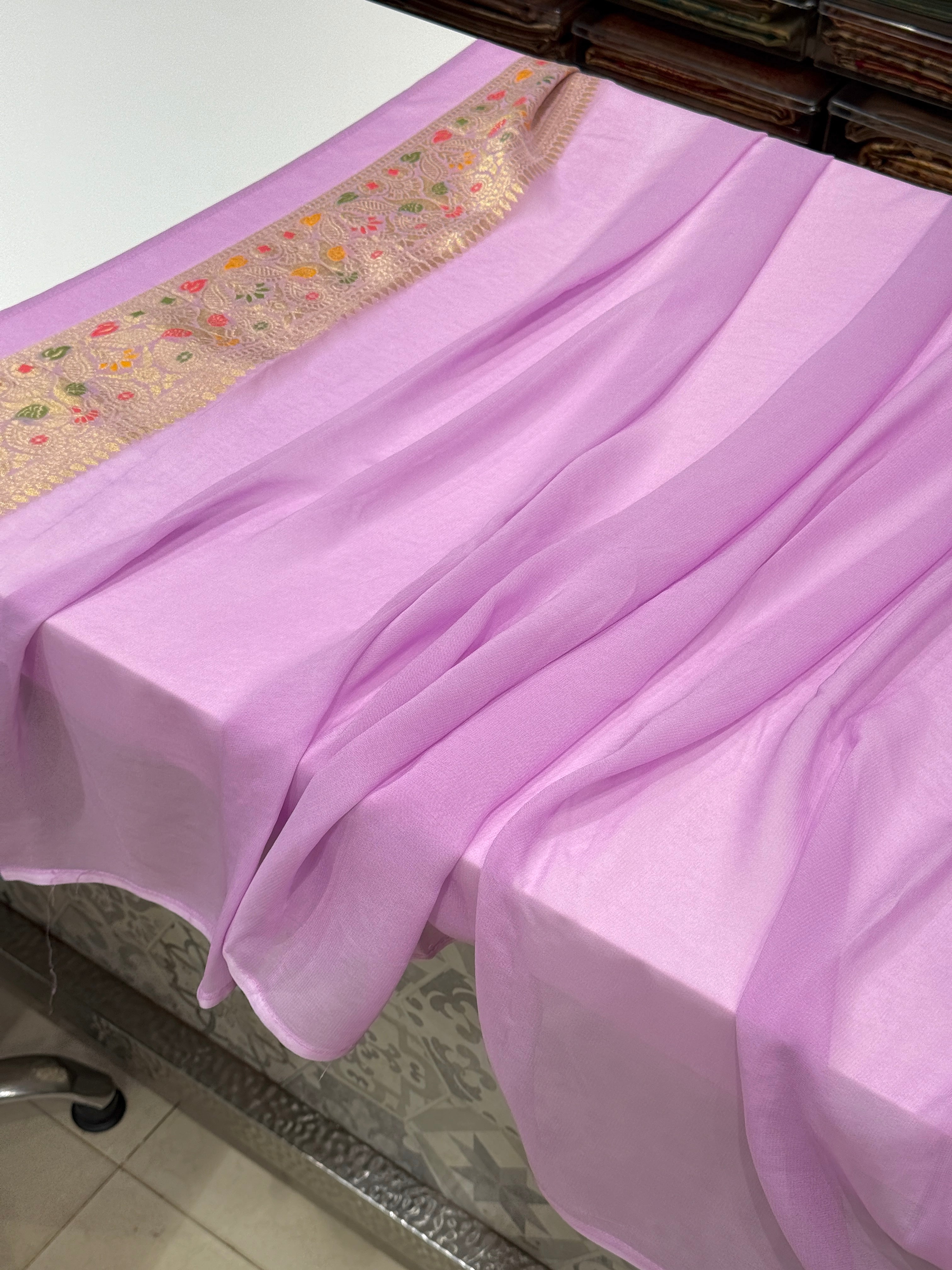 Lilac Georgette Gharchola Saree