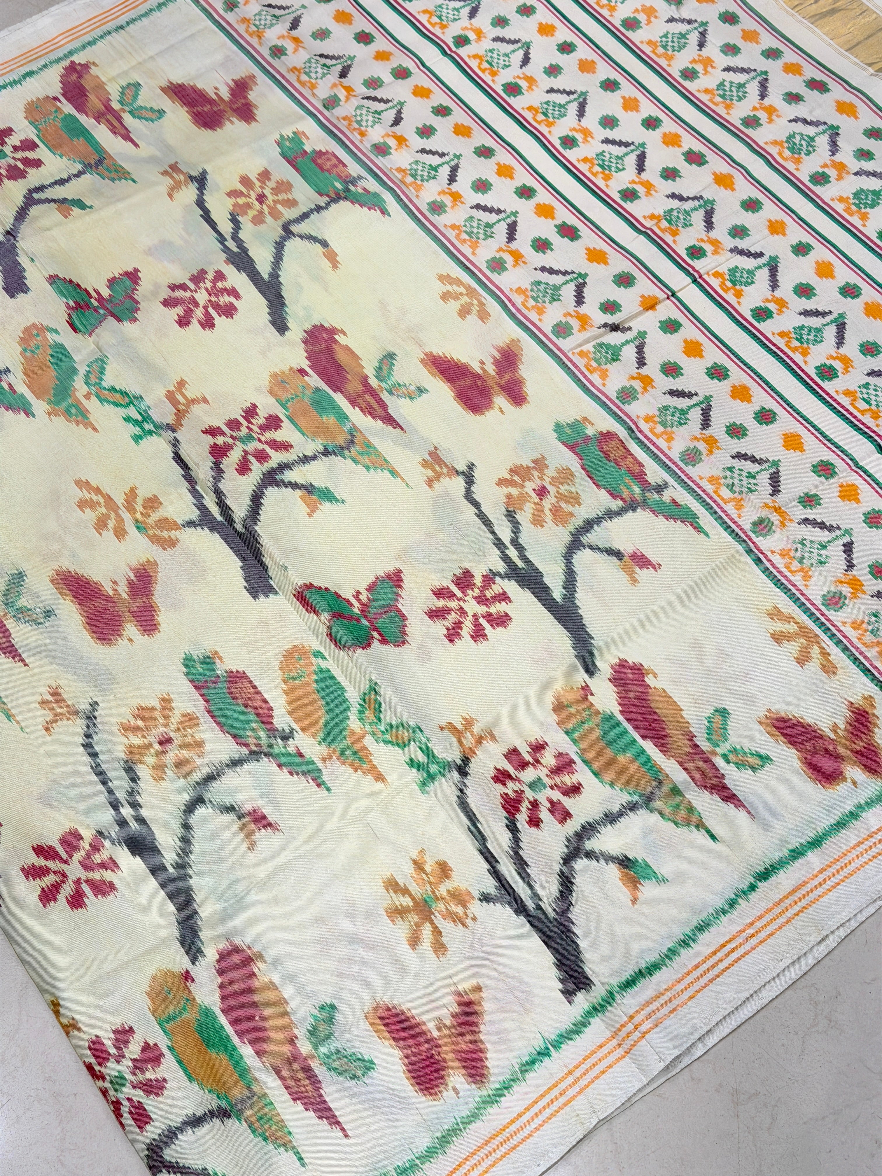 Contemporary Parrot Patan Handloom Ikat Patola Silk Saree