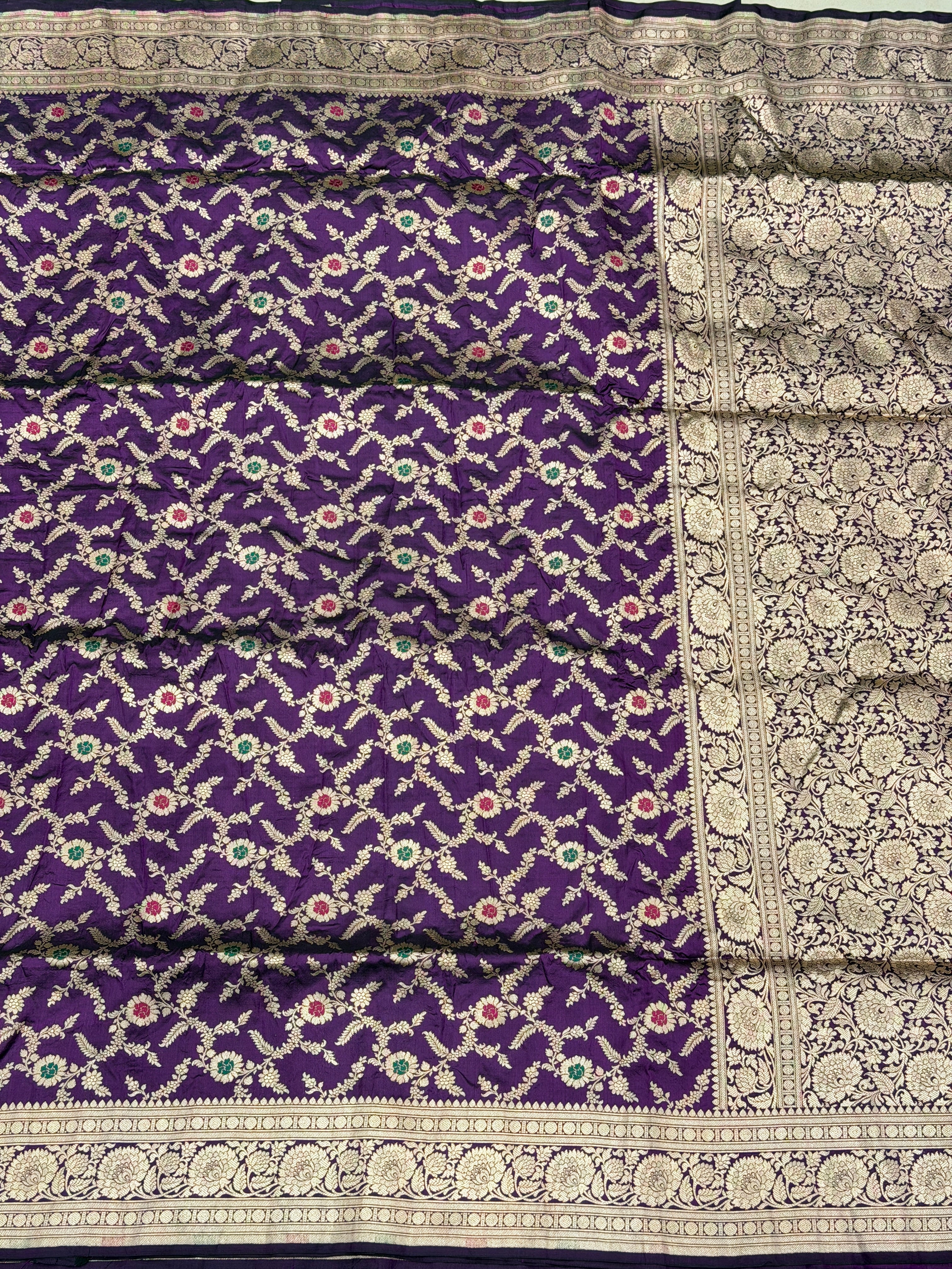 Violet Meenakari Banarasi Katan Silk Handloom Saree
