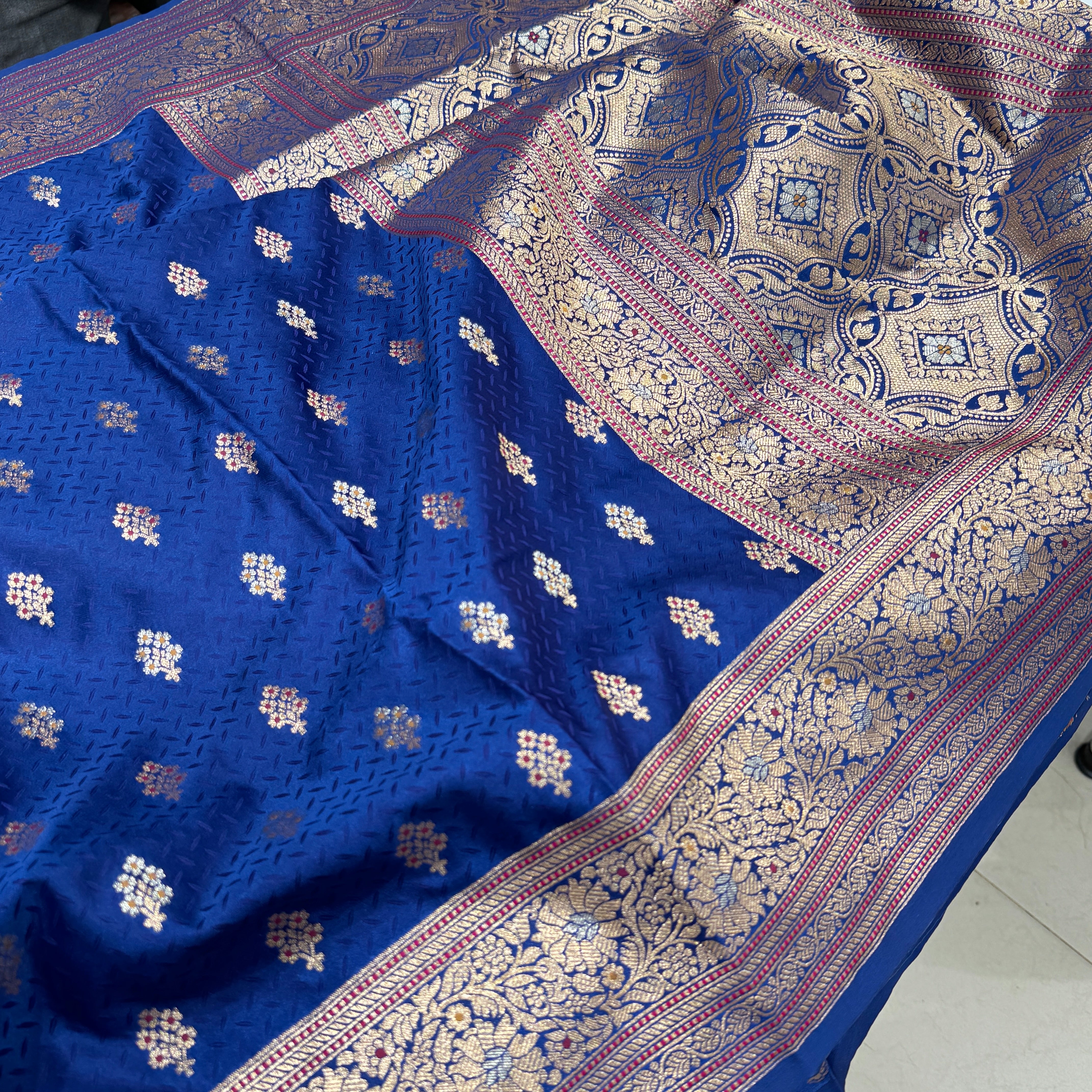 Blue Banarasi Meenakari Silk Saree