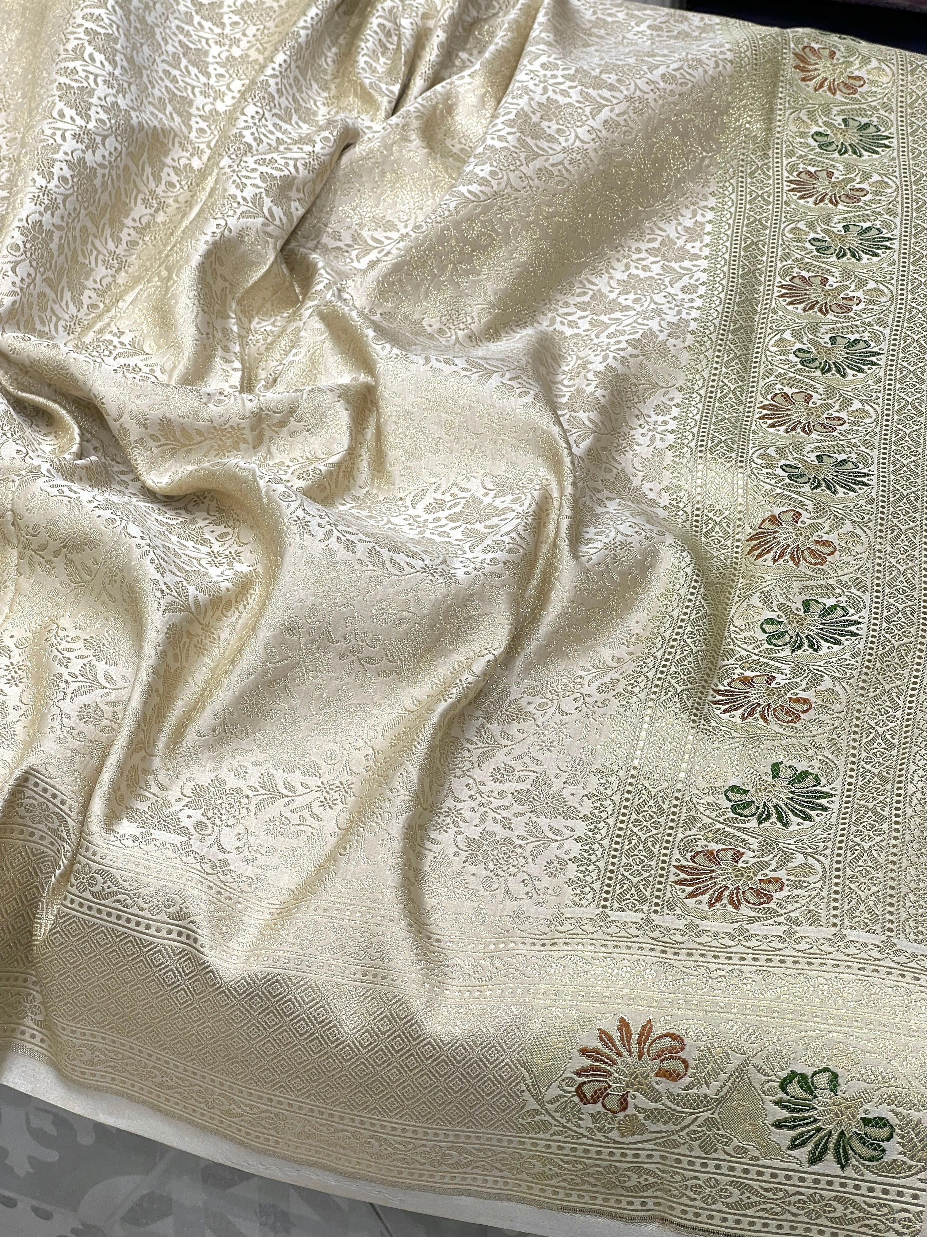 Off White Banarasi Meenkari Jaal Saree