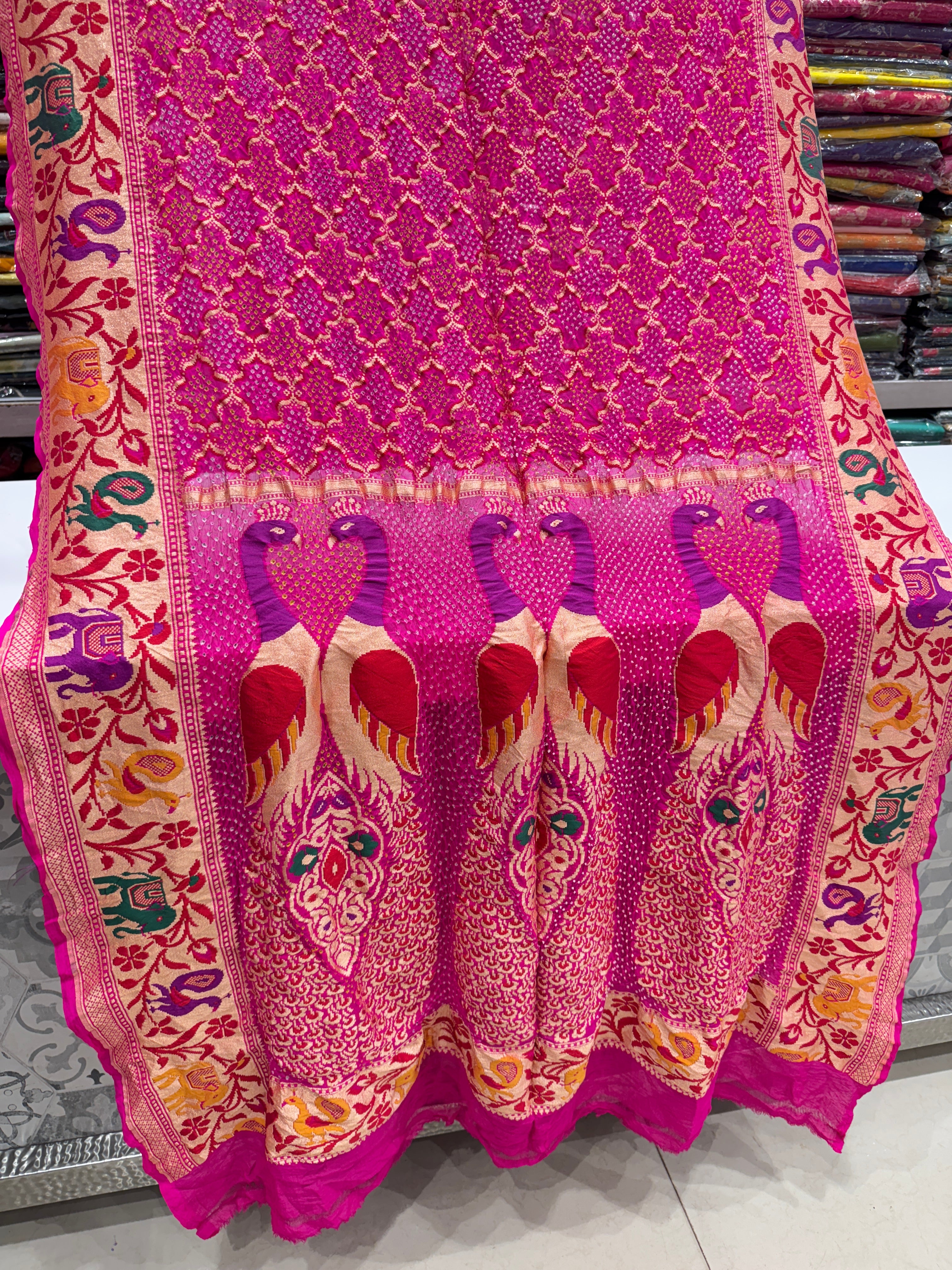 Rani Pink Bandhej Meenakari Dupatta