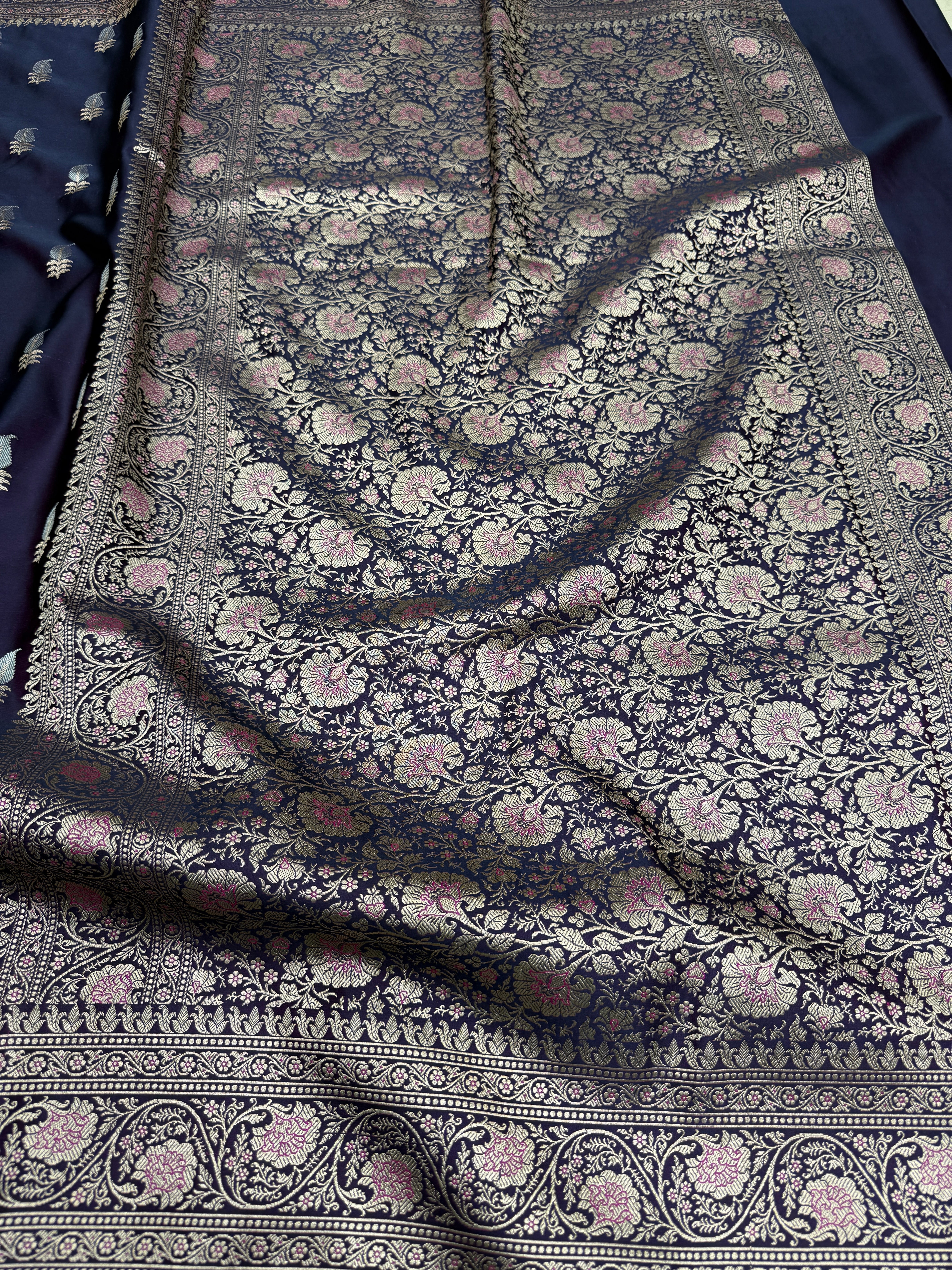 Purple Banarasi Silk Sona Roopa Buttis Saree