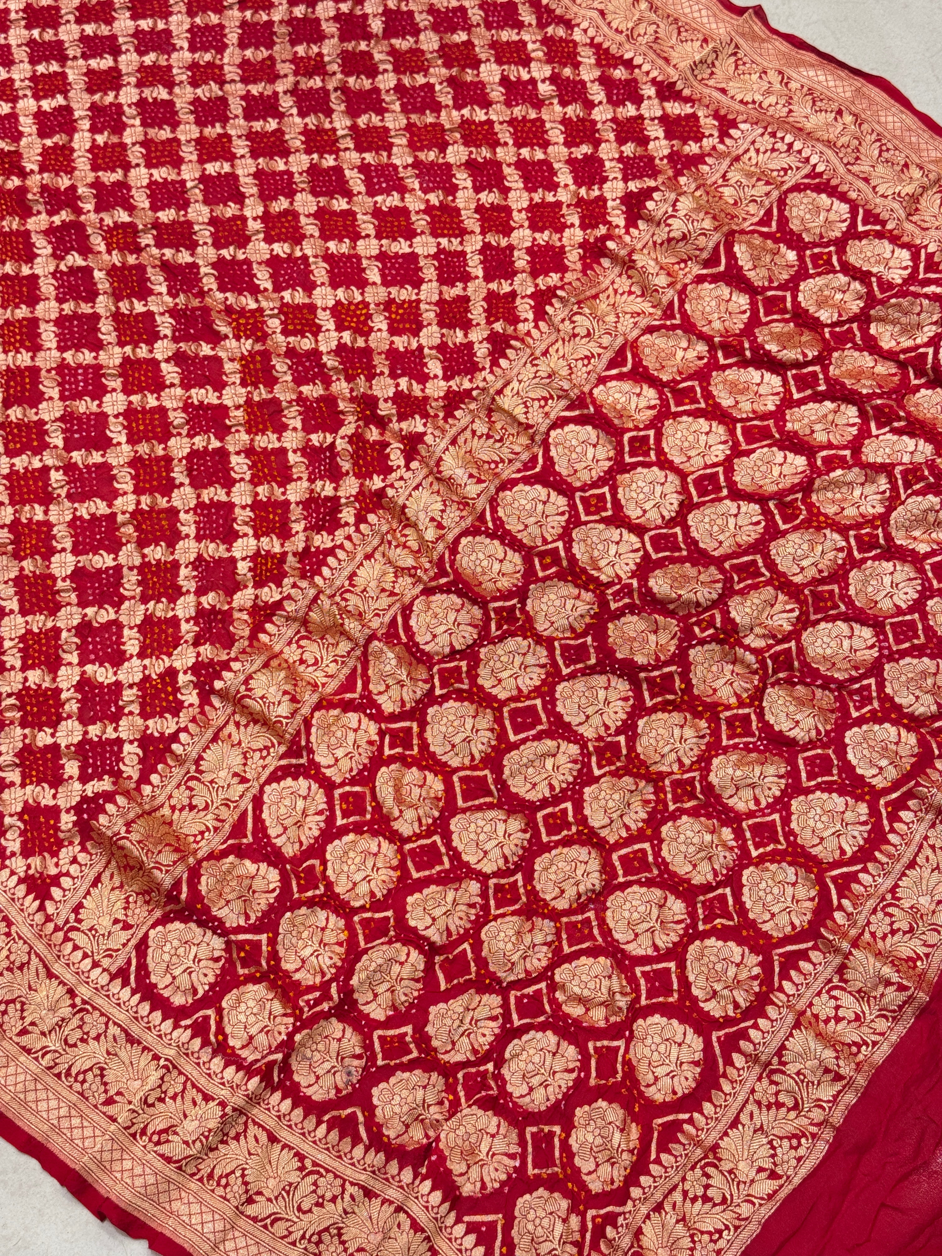 Red Bandhej Bandhini Saree