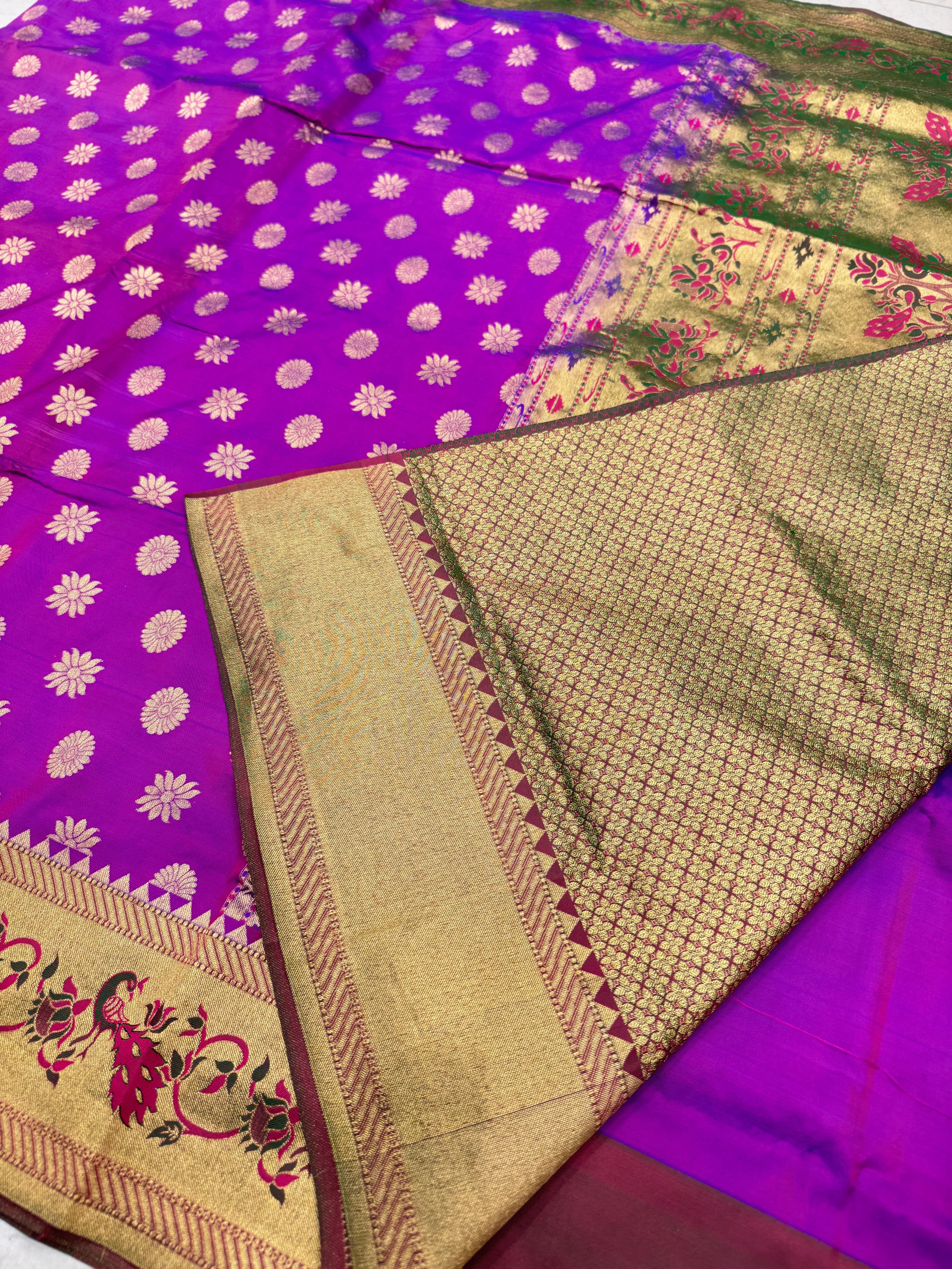 Violet Pure Silk Paithani Saree