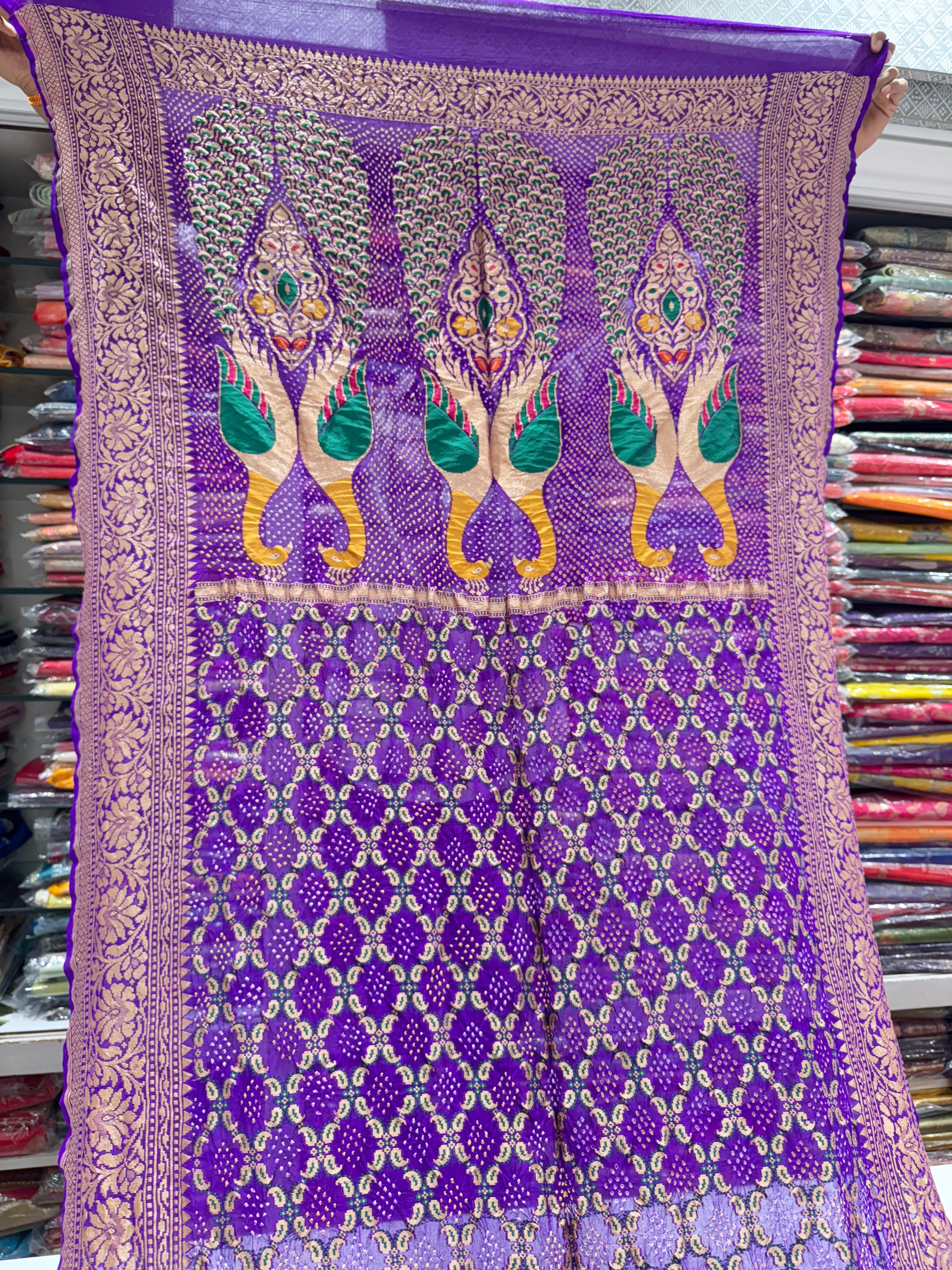 Violet Bandhej Meenakari Dupatta