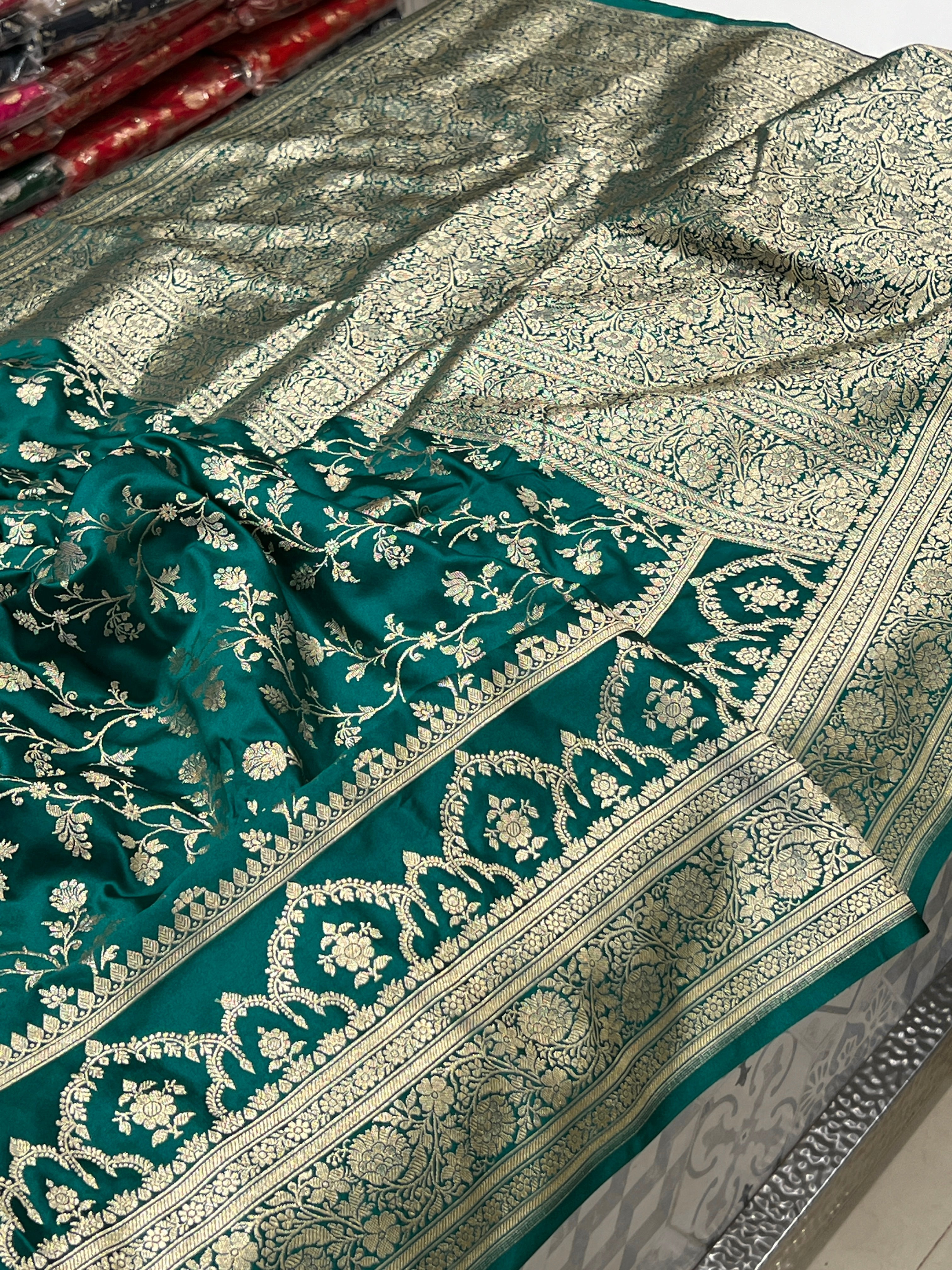 Warm Teal Green Banarasi Silk Saree