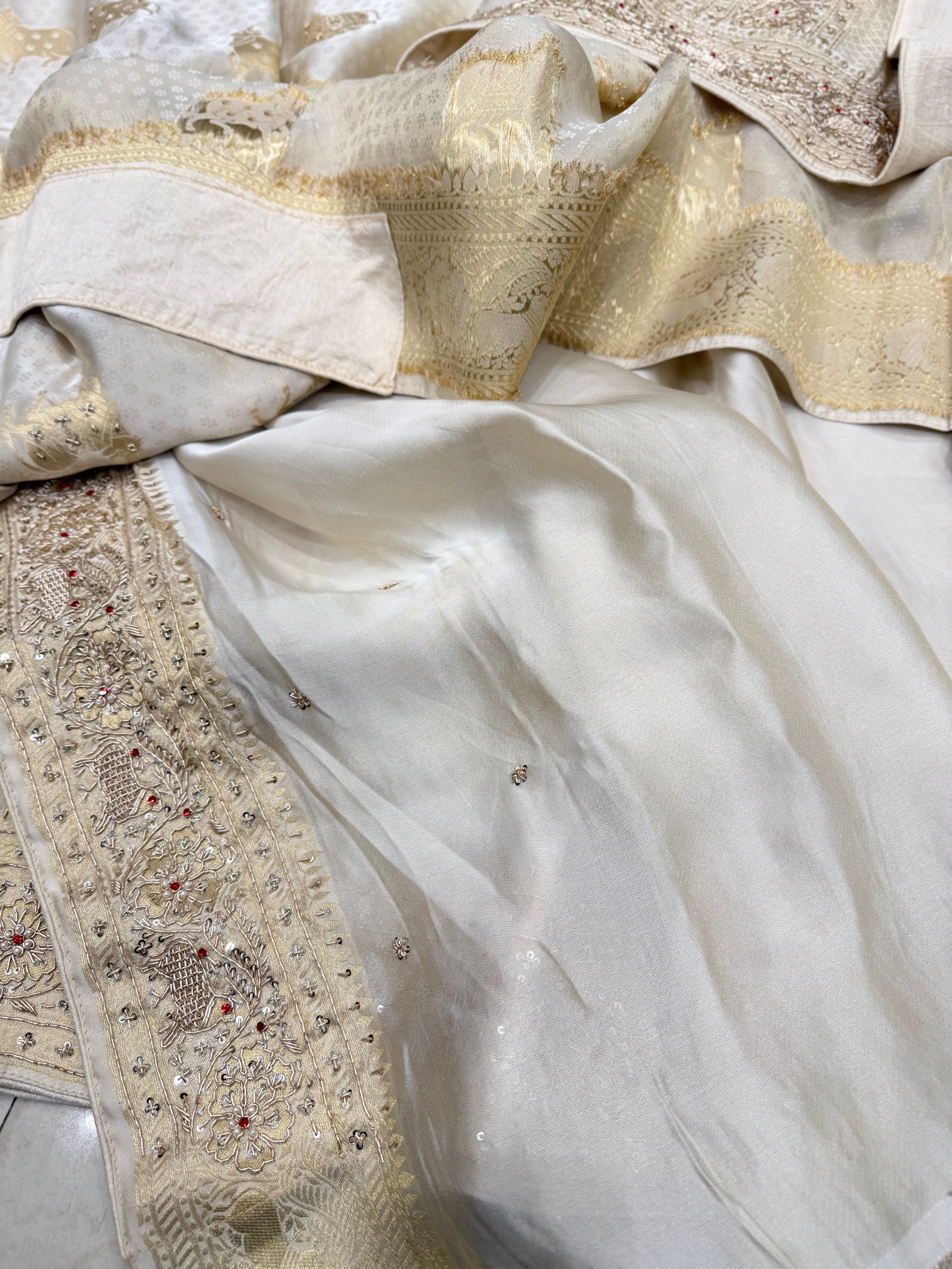Nandi Edit Banarasi Crepe Tissue Zardodi Hand Embroidery Saree