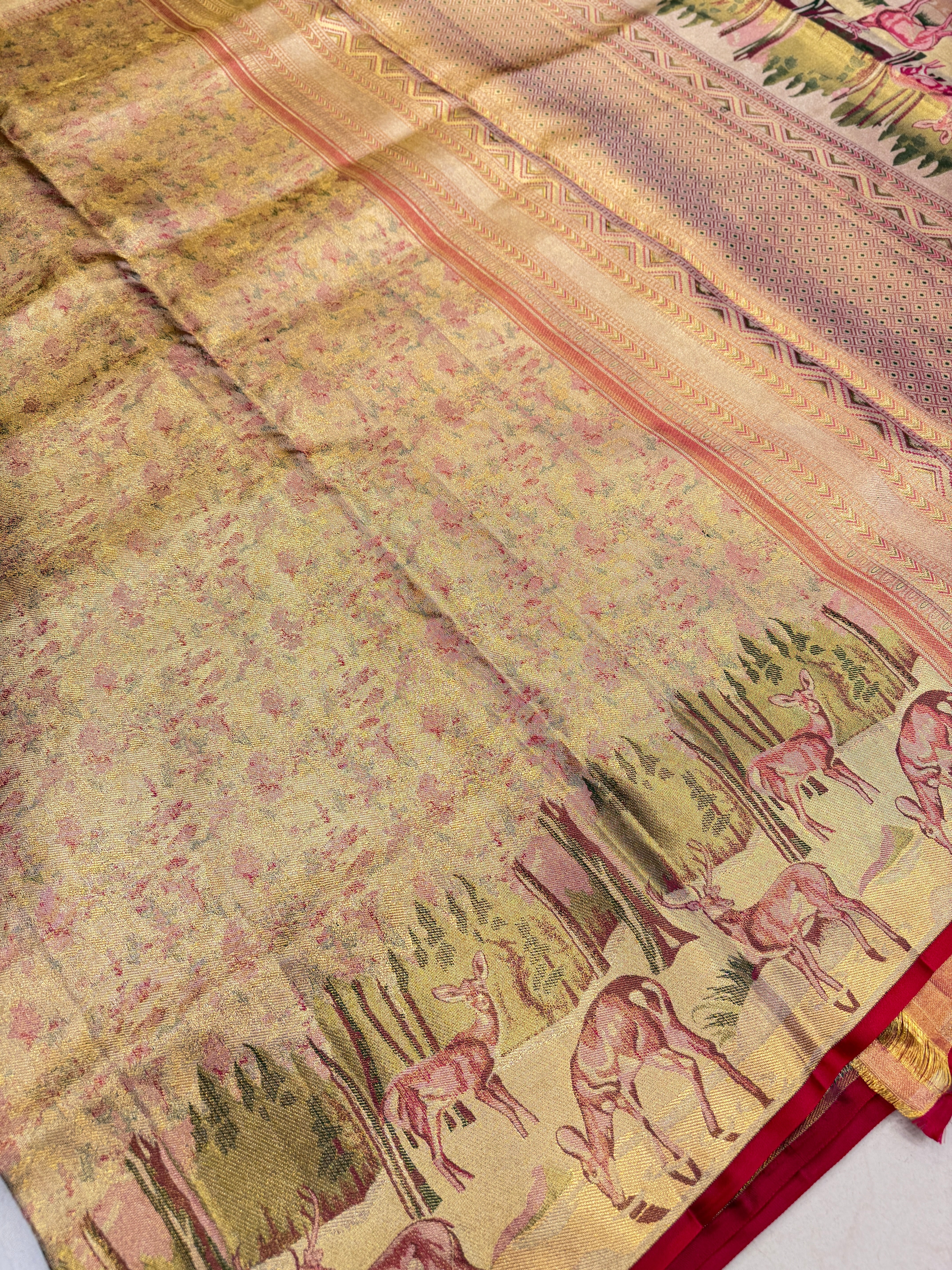Red Hiraniya Weave Handloom Kanjivaram Tissue Silk Saree