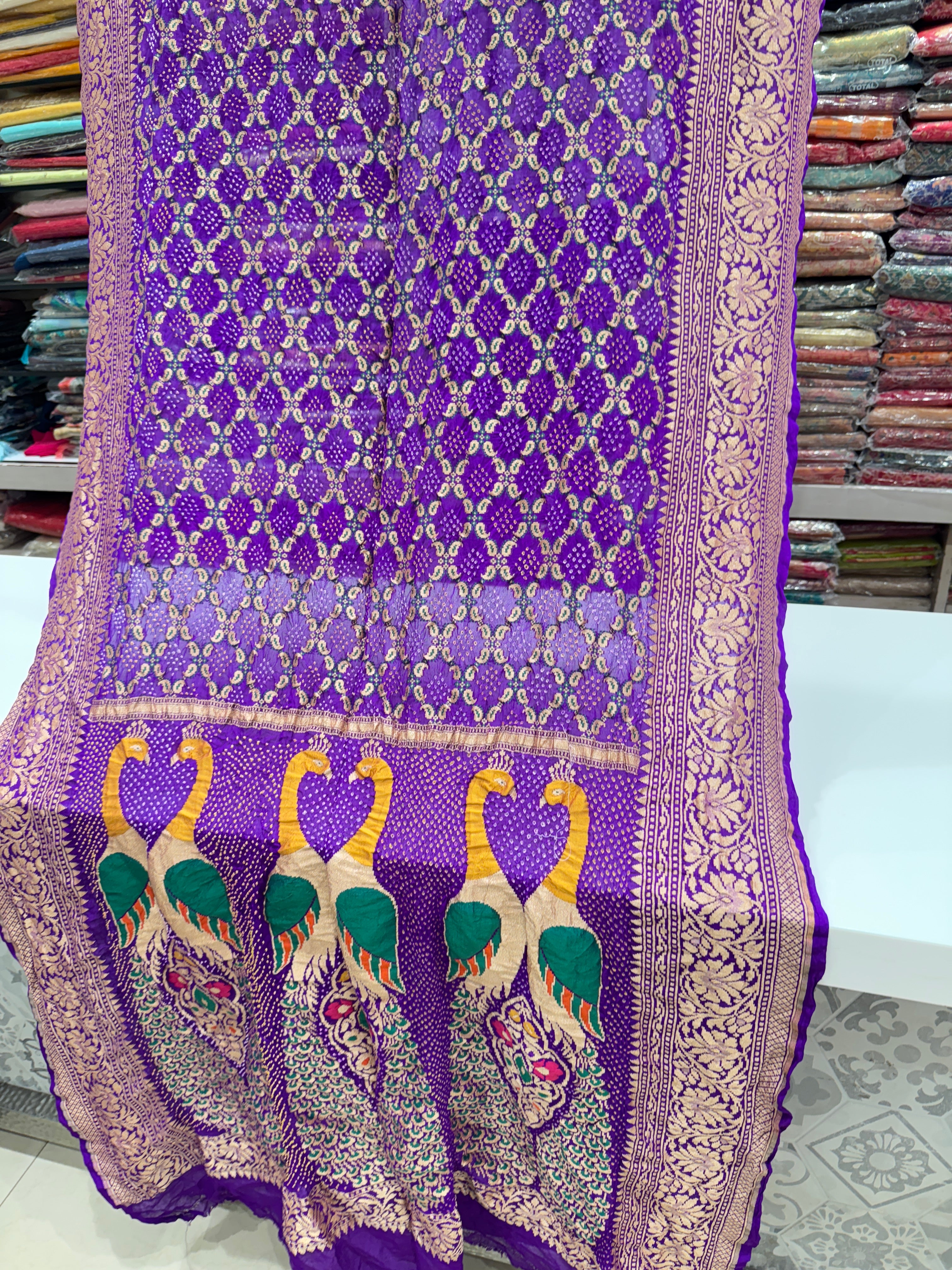 Violet Bandhej Meenakari Dupatta