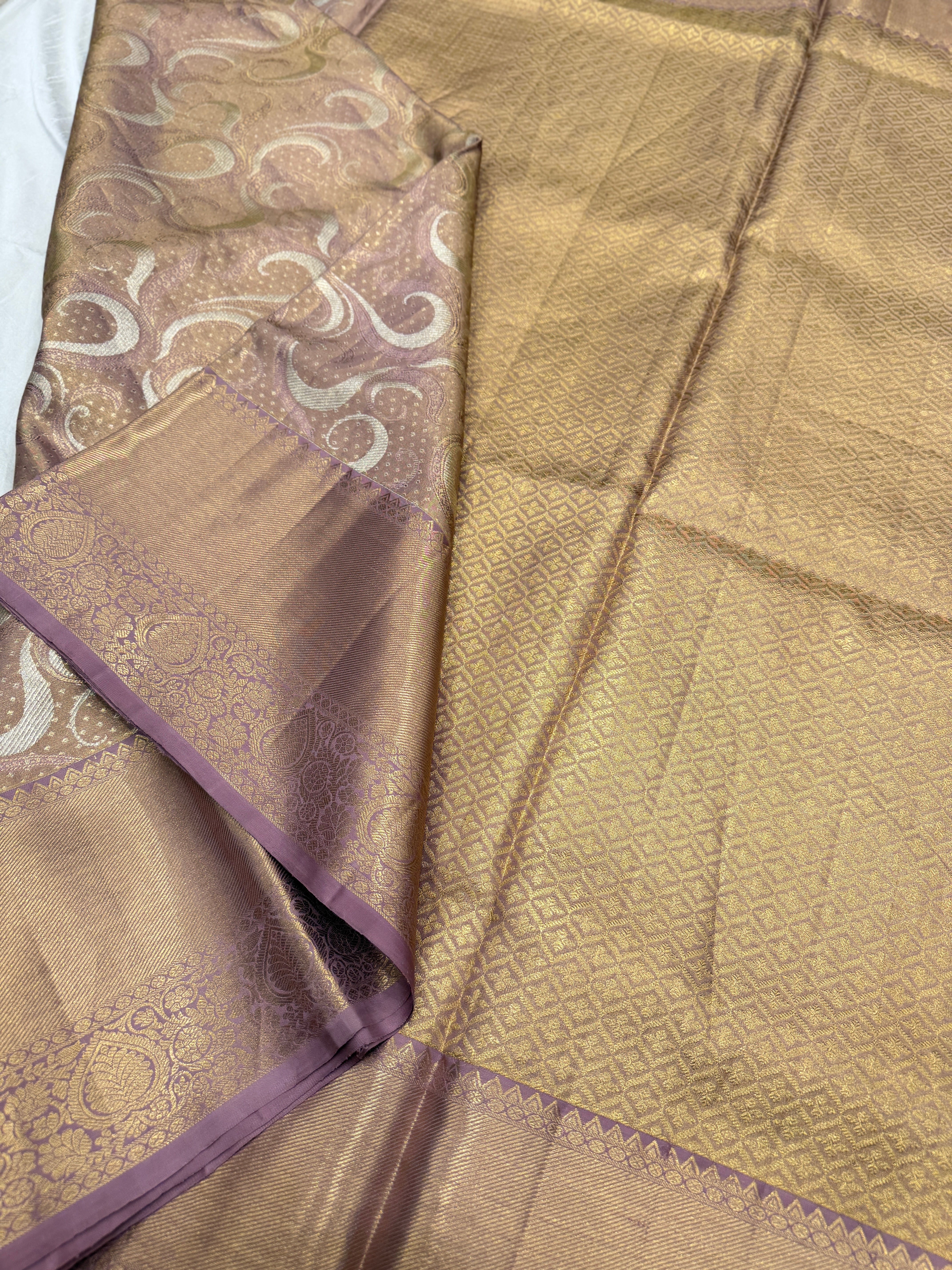 Mauve Contemporary Sona Roopa Handloom Kanjivaram Tissue Silk Saree