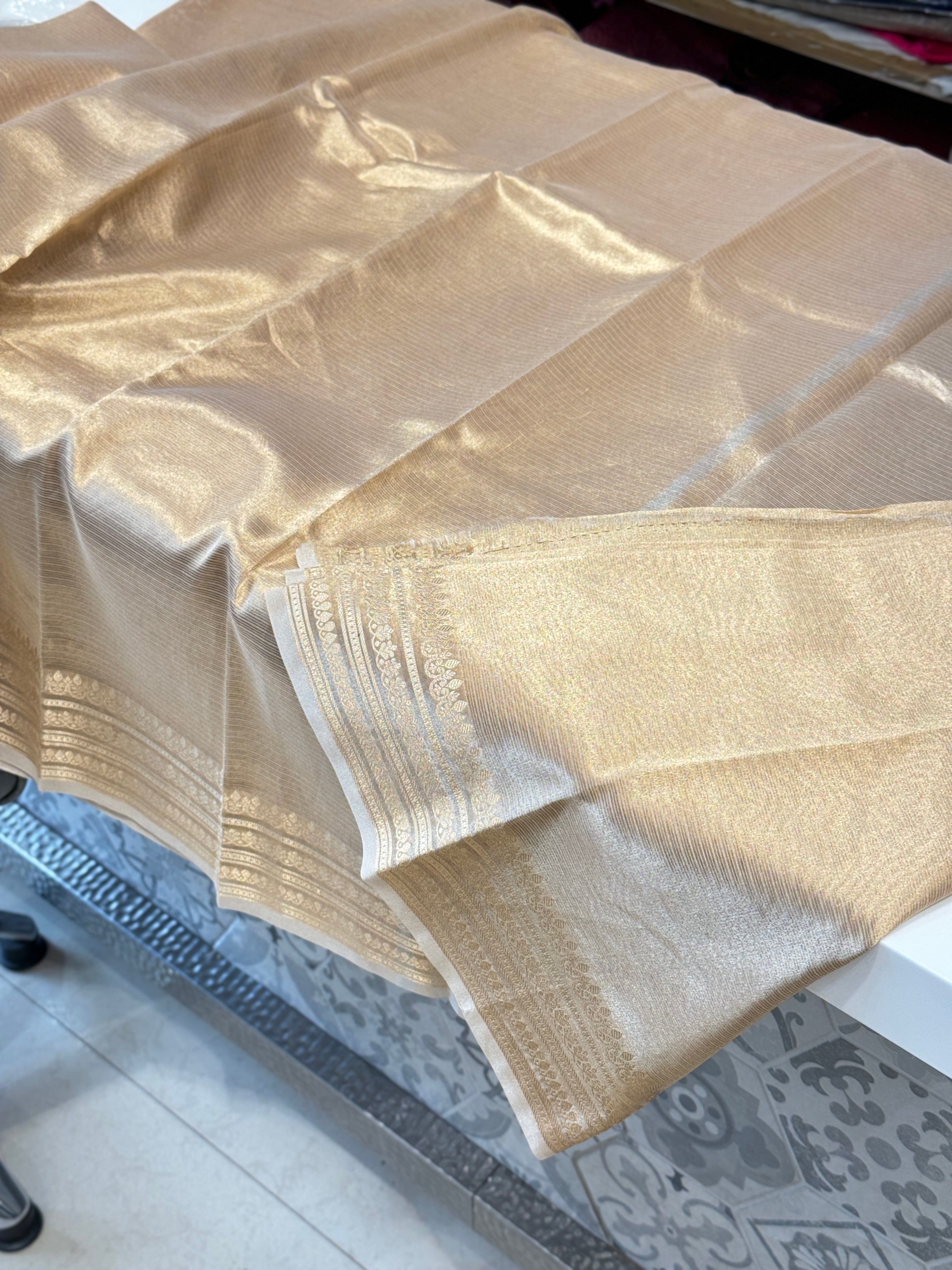 Gold Banarasi Woven Tissue Silk Saree