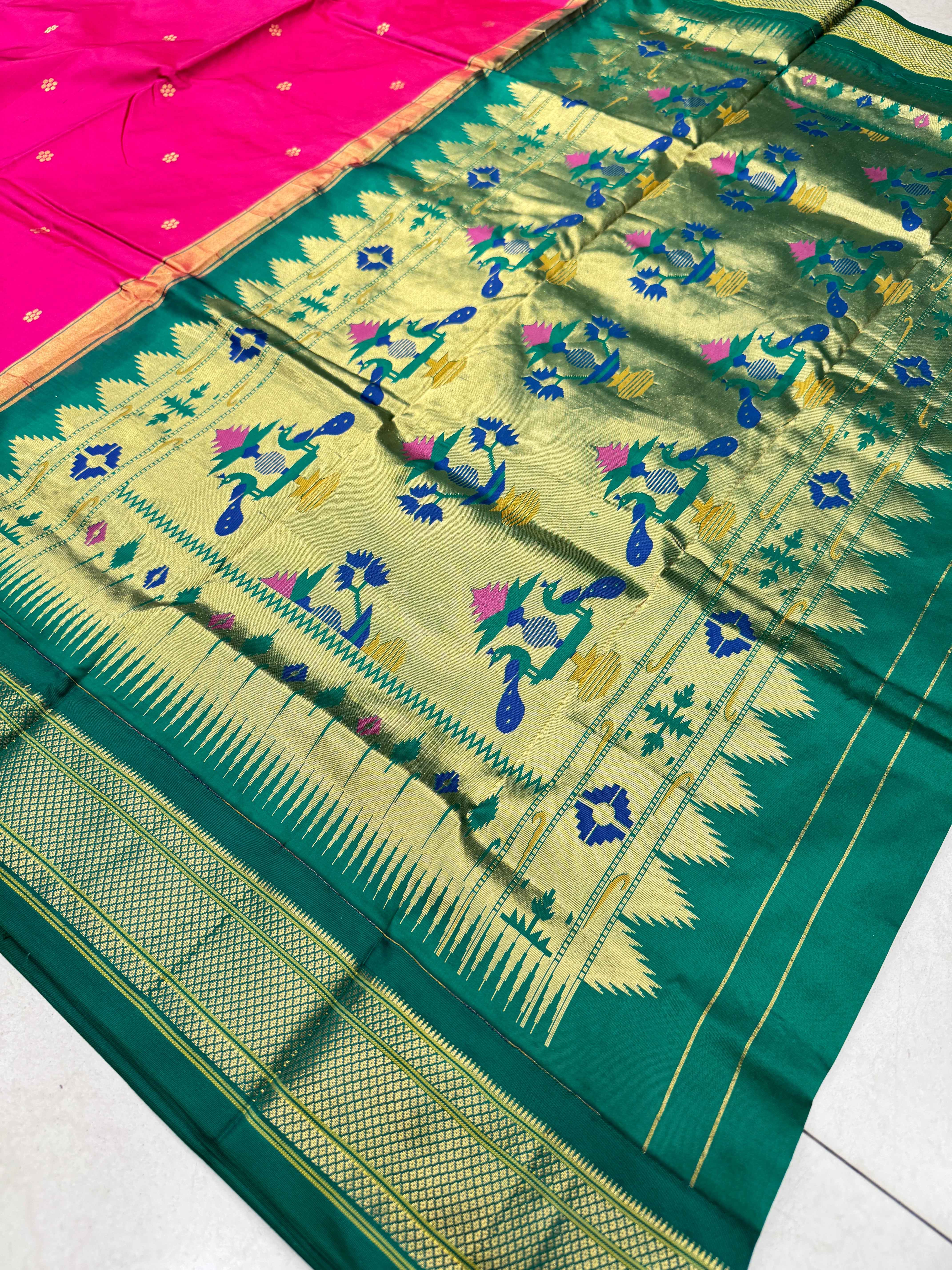 Rani Pink Morbangdi Paithani Saree