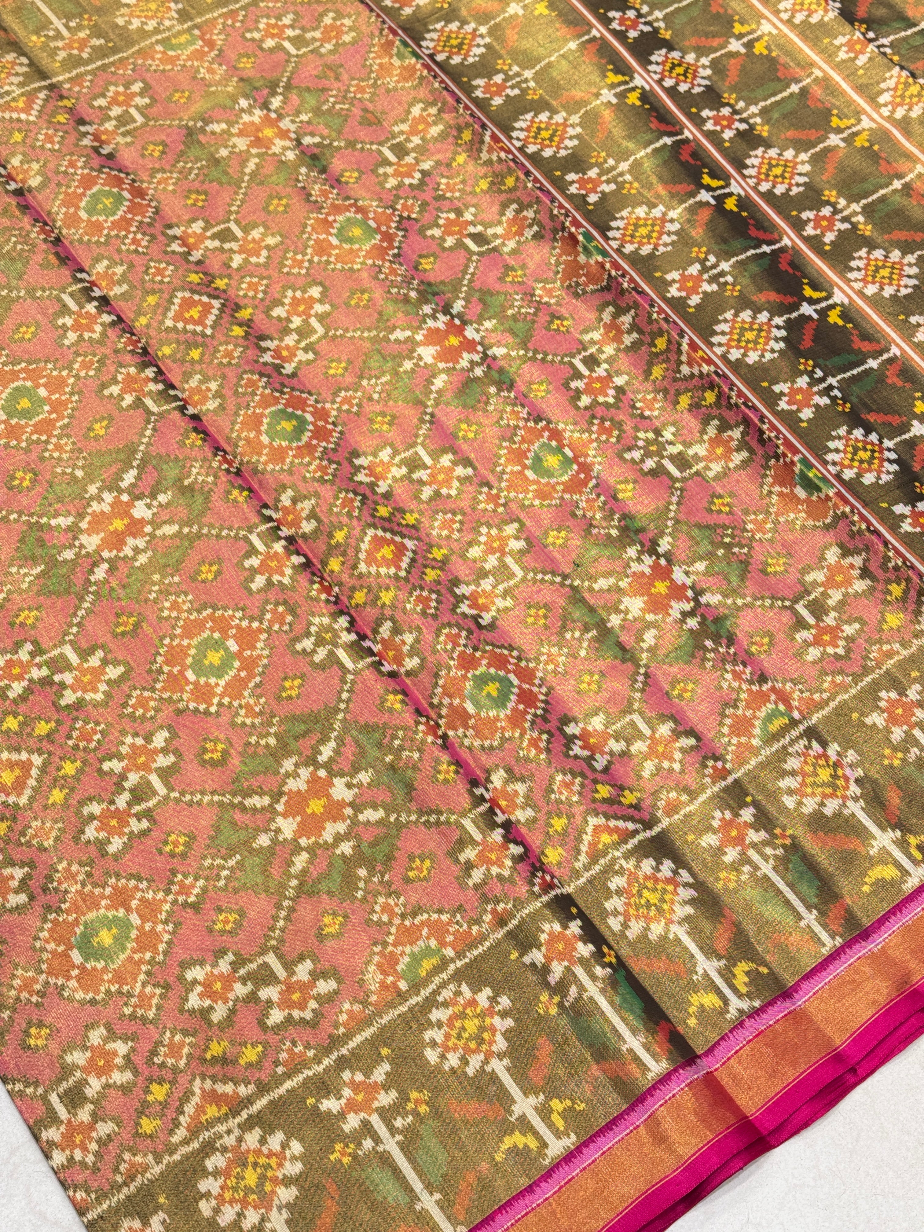 Pink Handloom Tissue Silk Patola Saree