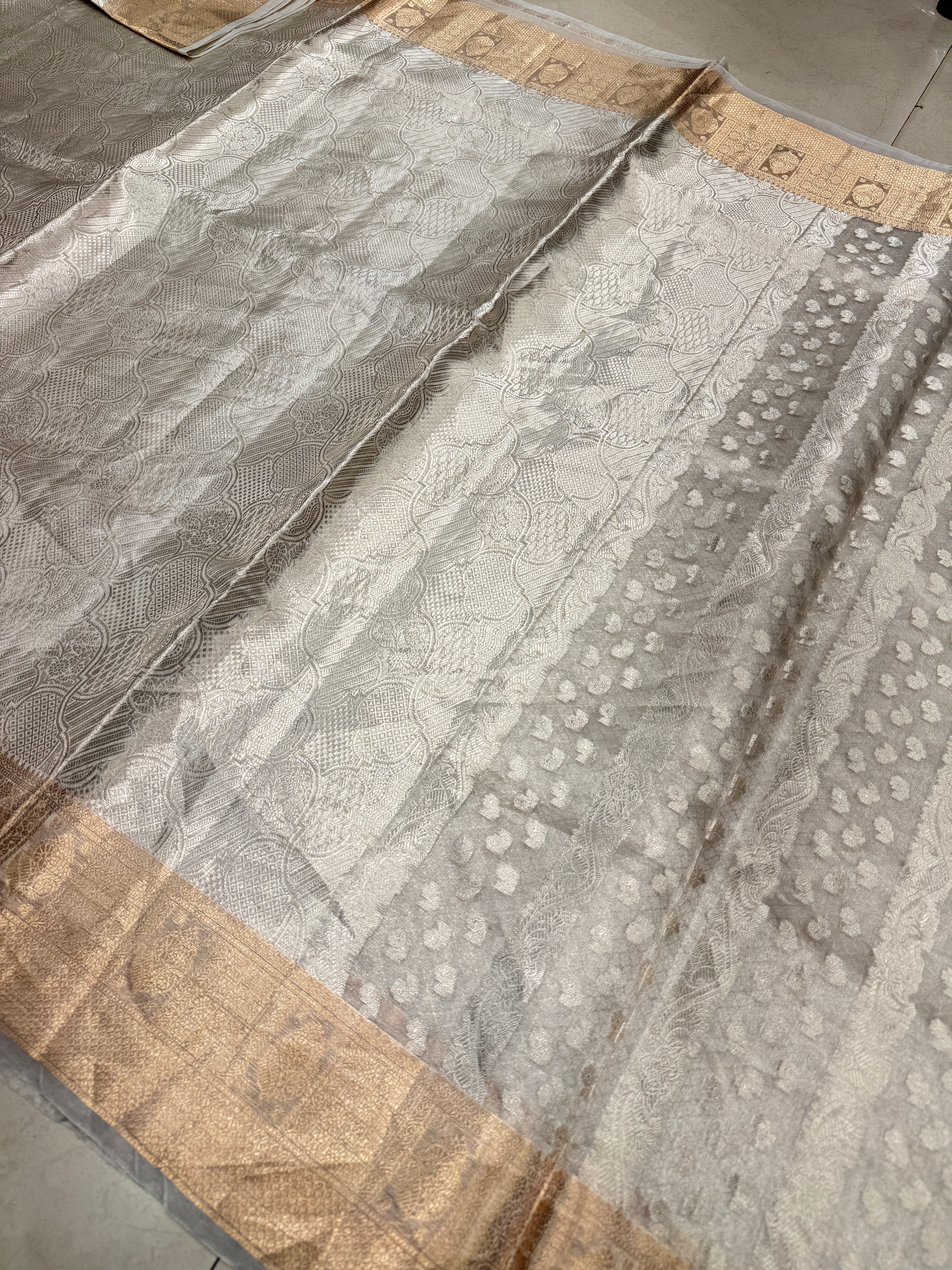 Pure Silver Gold Banarasi Tissue Saree