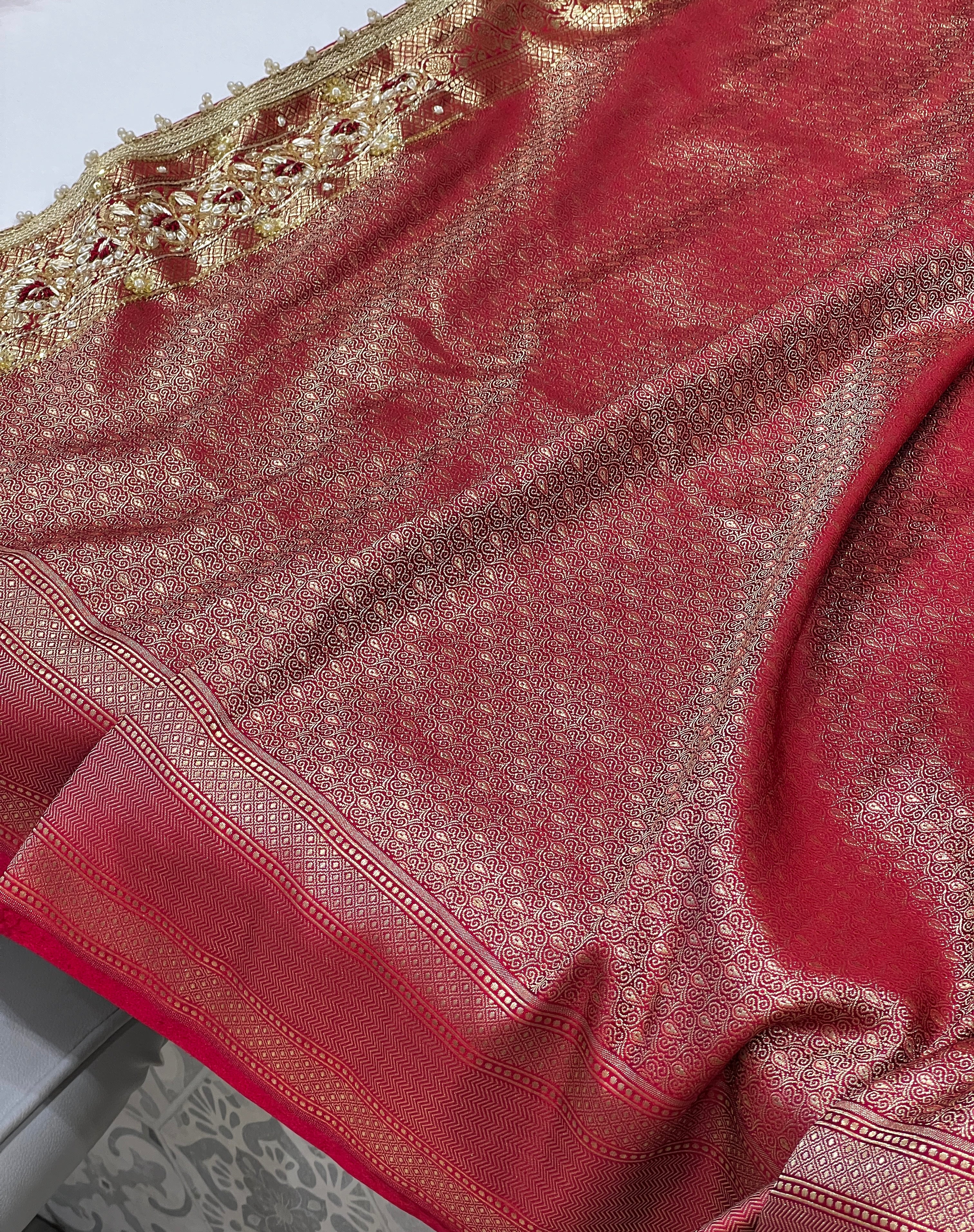 Maroon Banarasi Silk Resham Embroidery Saree