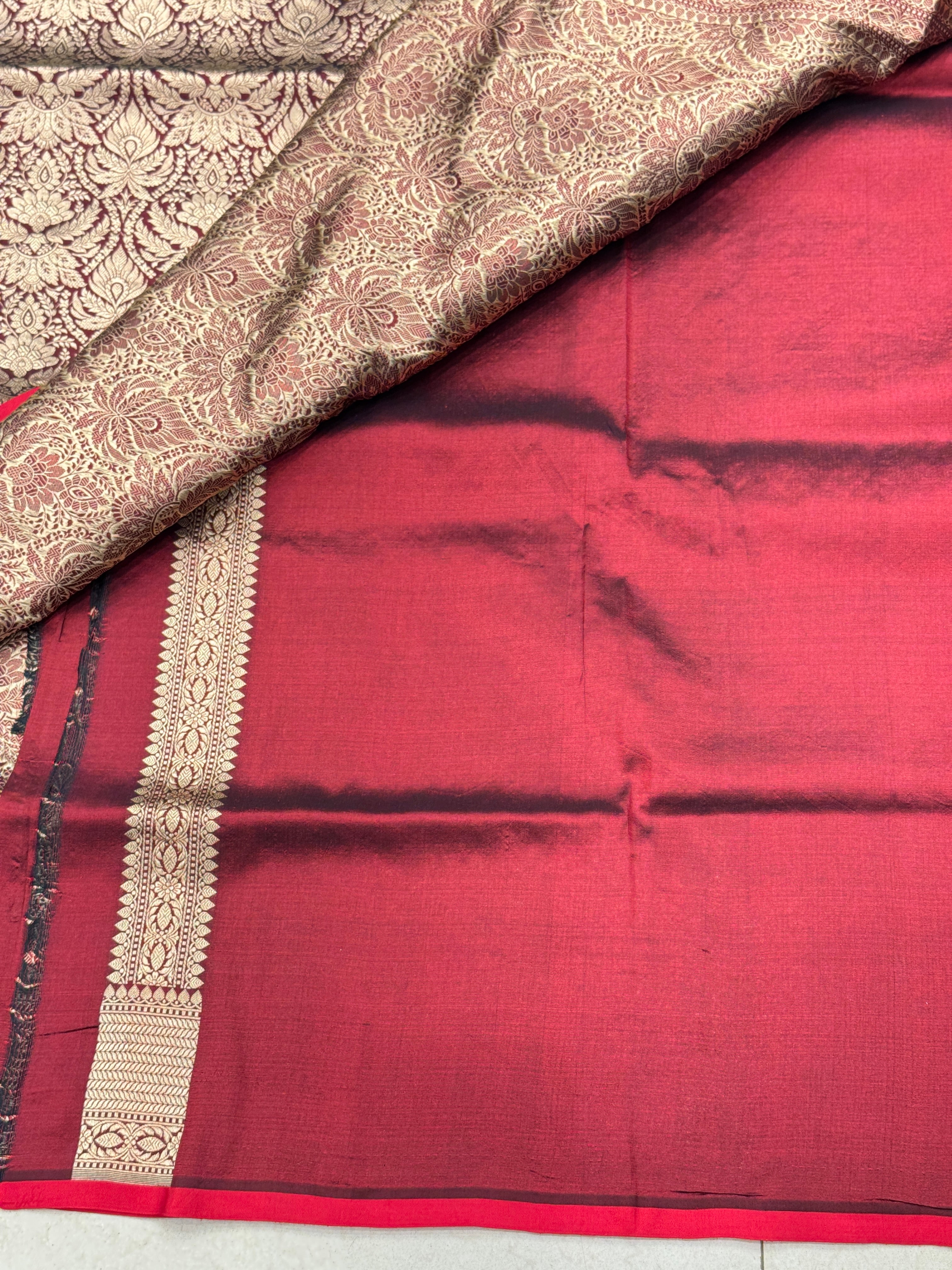 Maroon Jhanvi Kapoor Inspired  Handloom Banarasi Katan Silk Saree