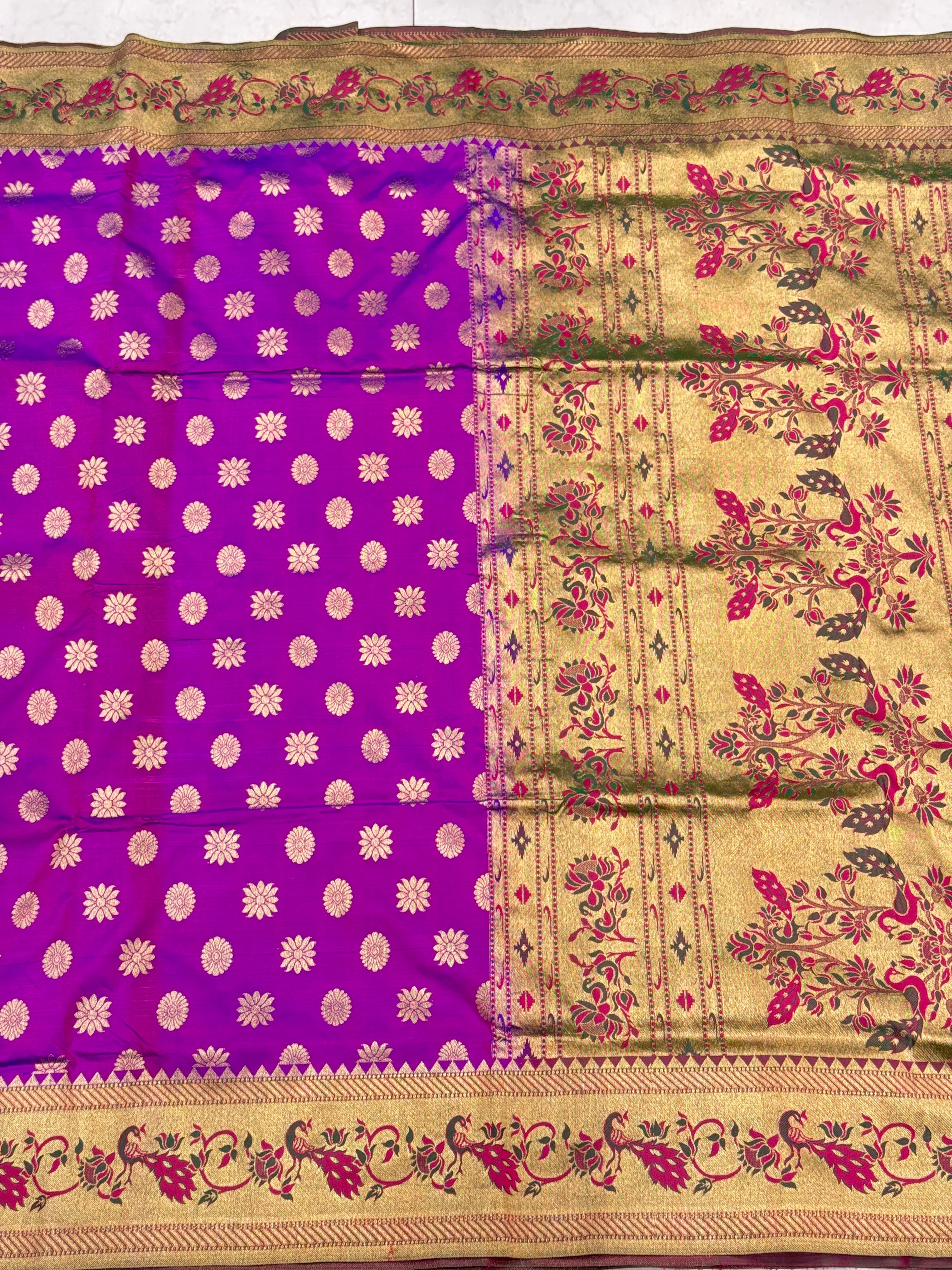 Violet Pure Silk Paithani Saree