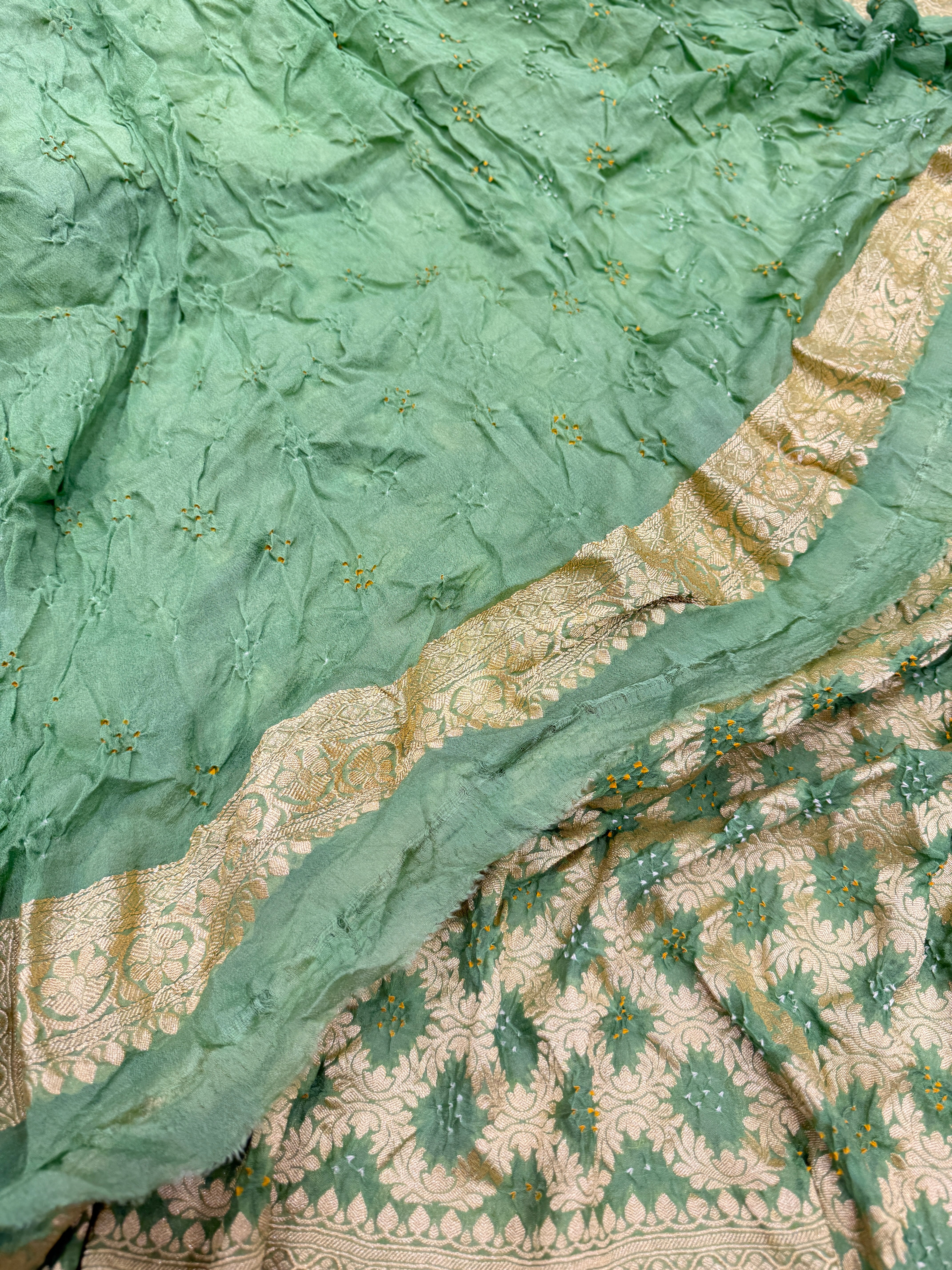 Light Green Bandhej Bandhini Saree