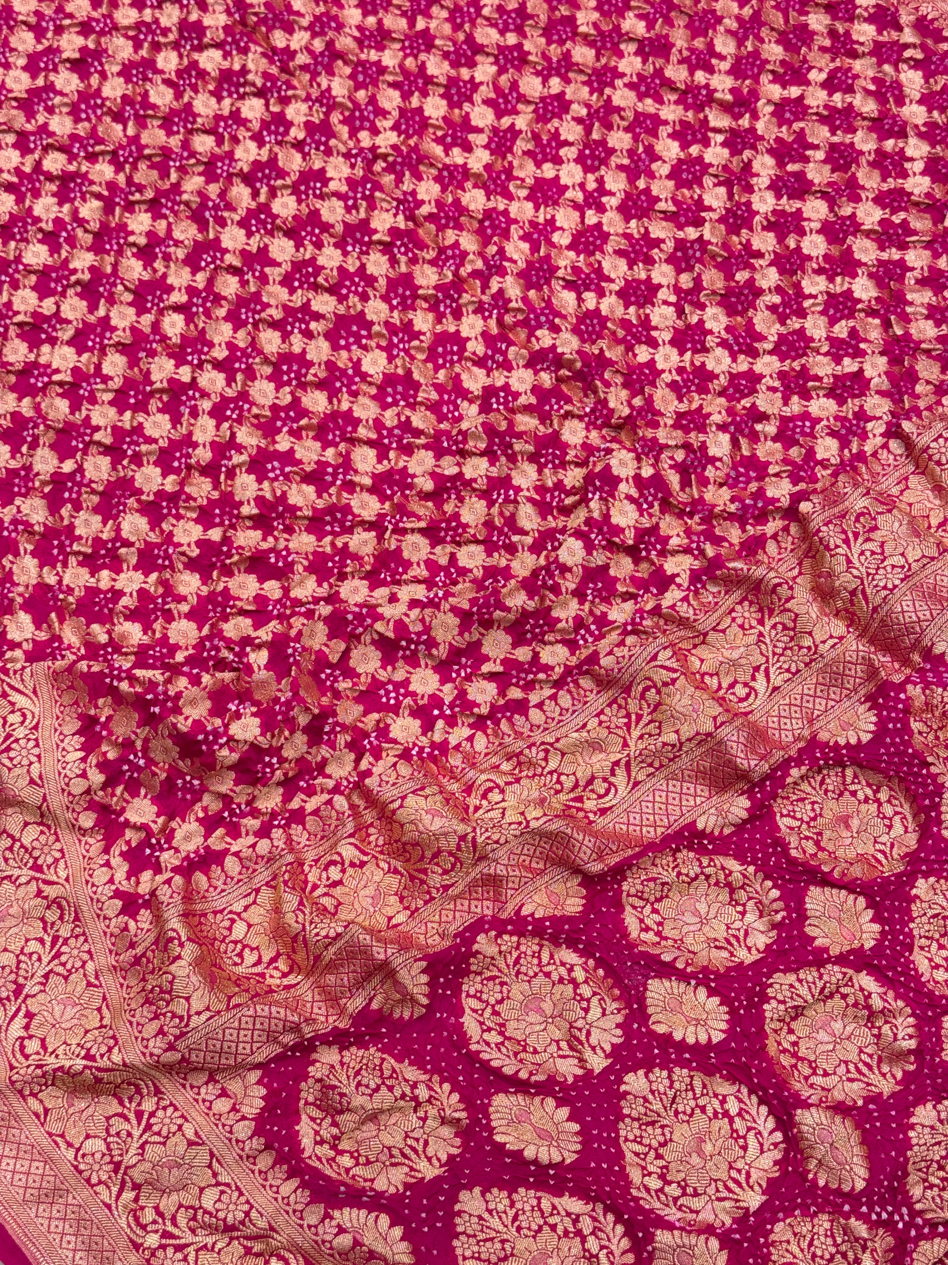 Rani Pink Bandhej Bandhini Saree